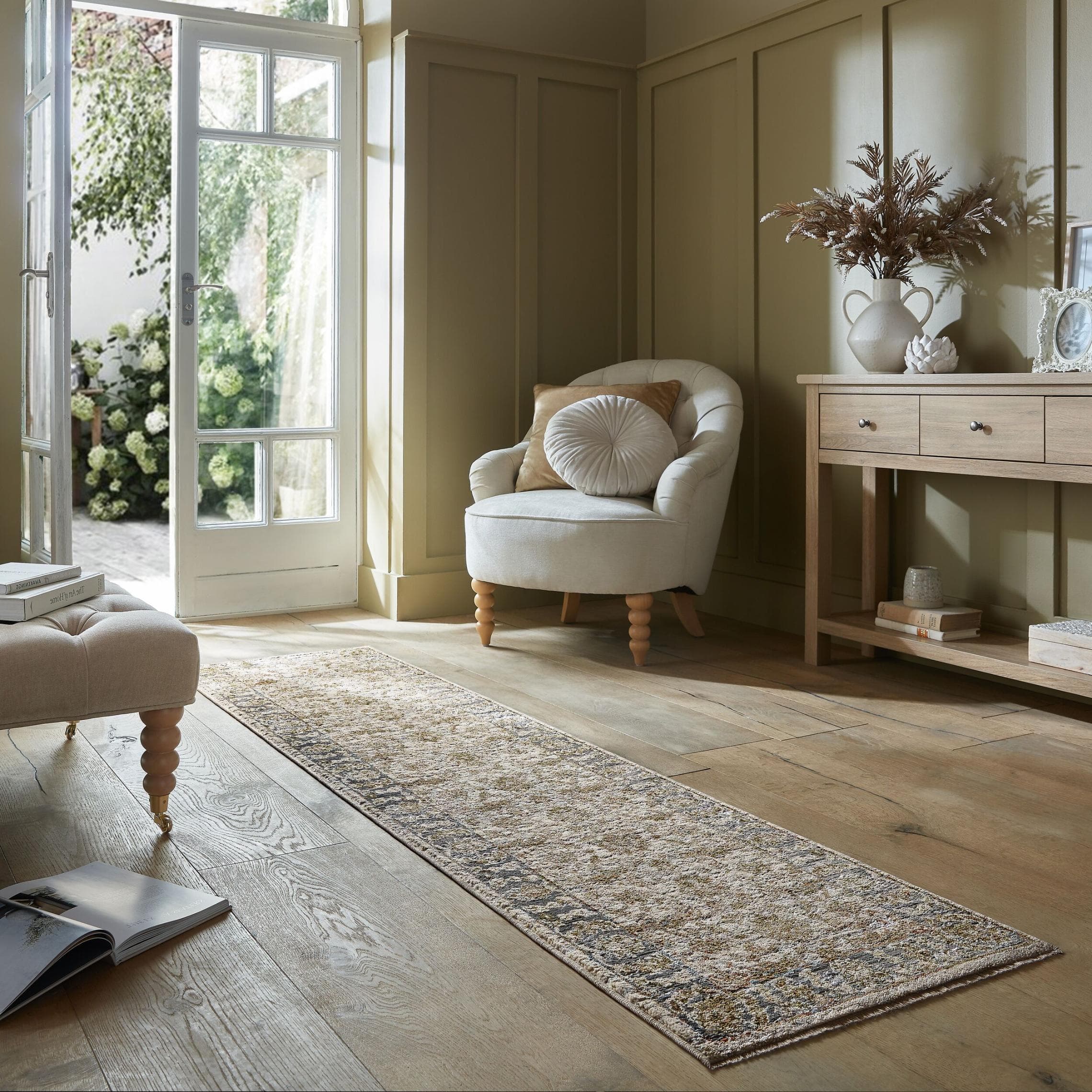 FLAIR RUGS Zetta Vintage Teppich Grün Vintage-Design