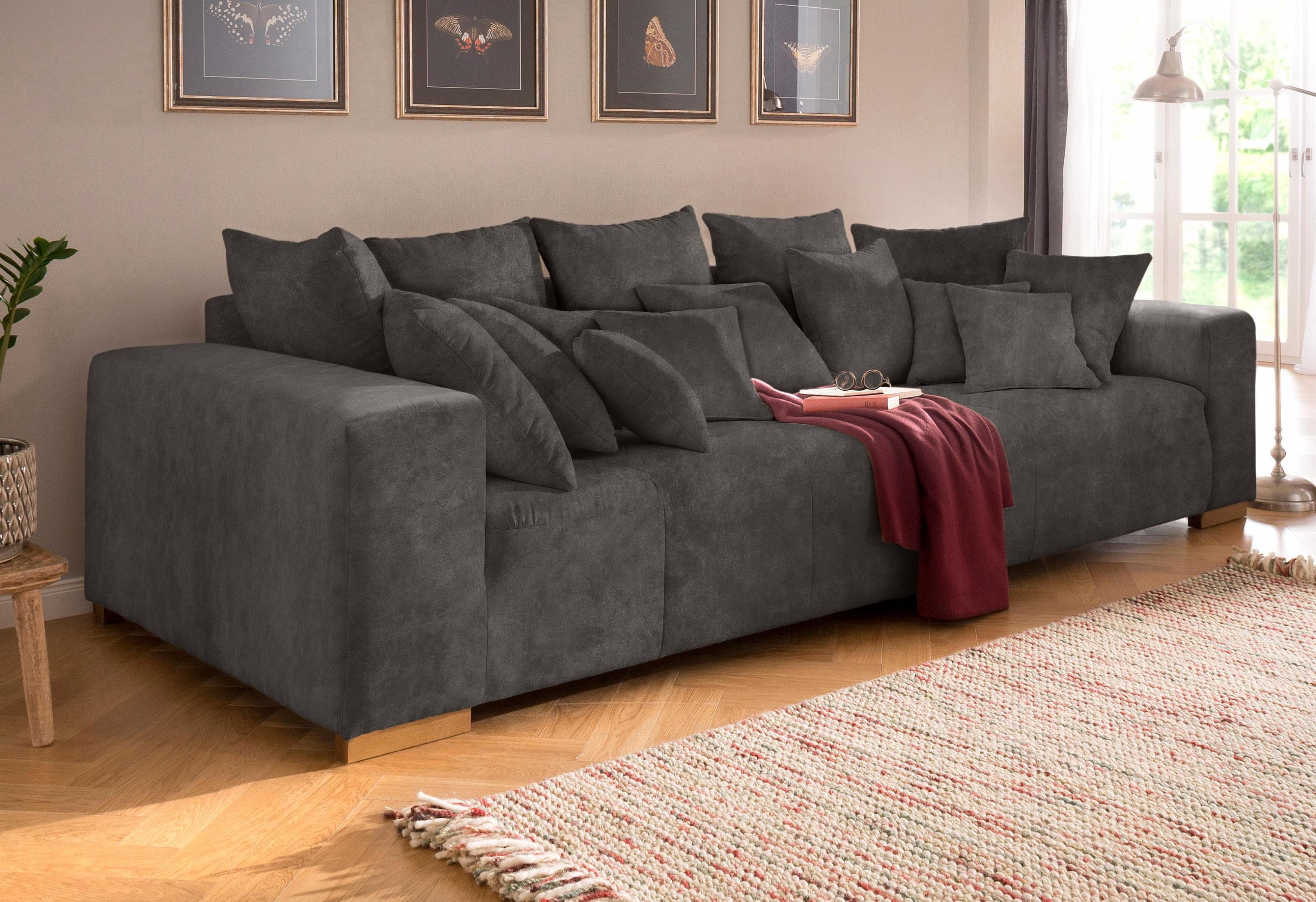 Home Affaire Big-Sofa Neapel Anthrazit Luxus-Microfaser