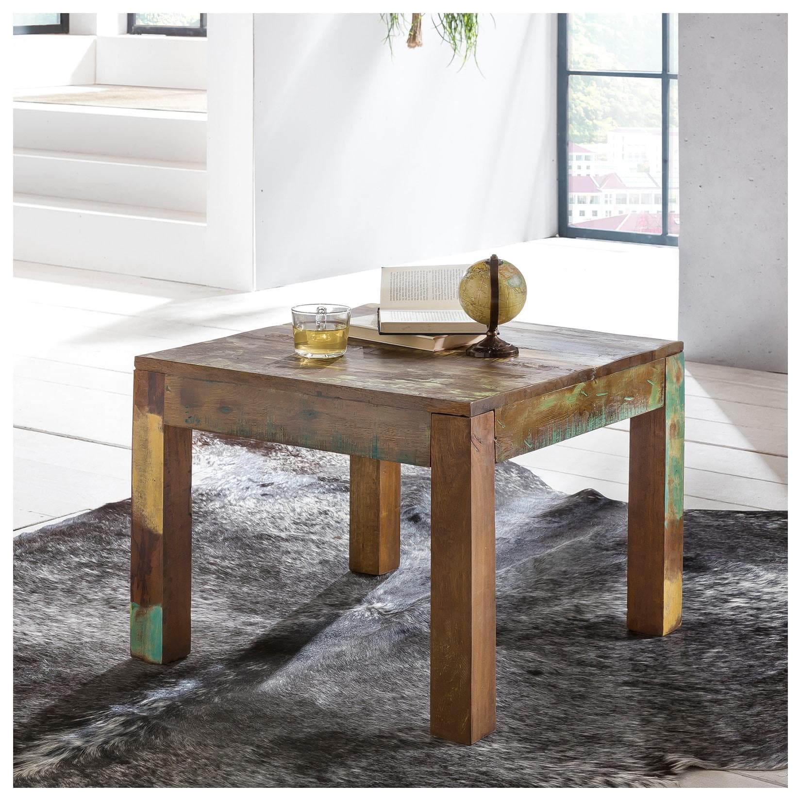 FineBuy Couchtisch KALKUTTA Massivholz Shabby-Chic