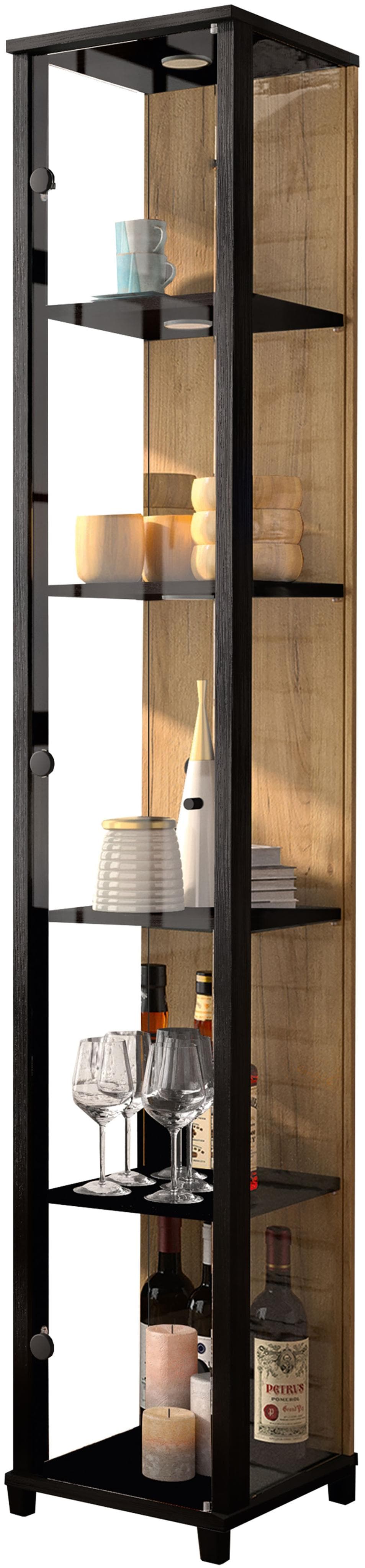 FIF MÖBEL Vitrine OPTIMA Schwarz mit LED-Beleuchtung