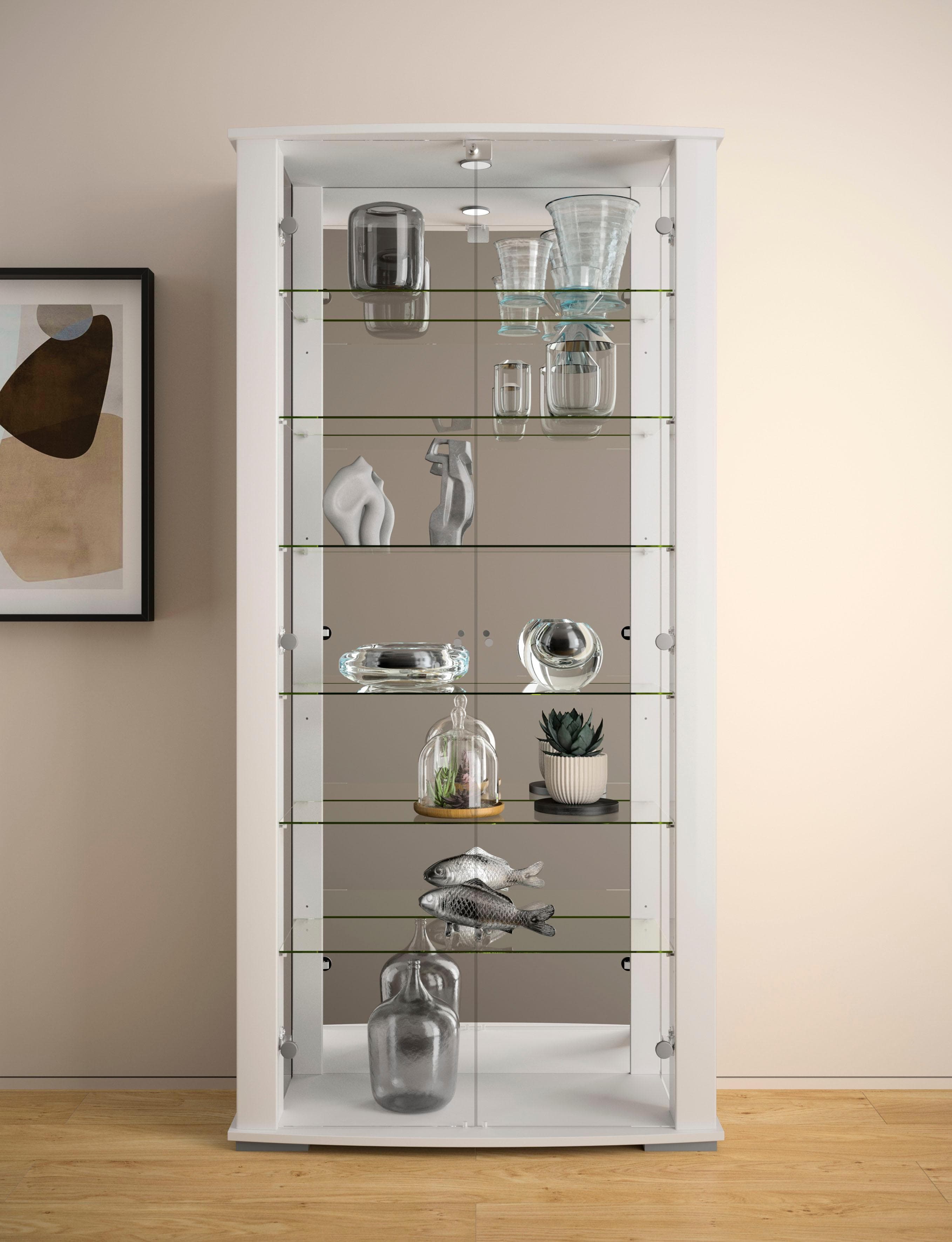 FIF MÖBEL Vitrine STELLA Weiß mit LED-Beleuchtung