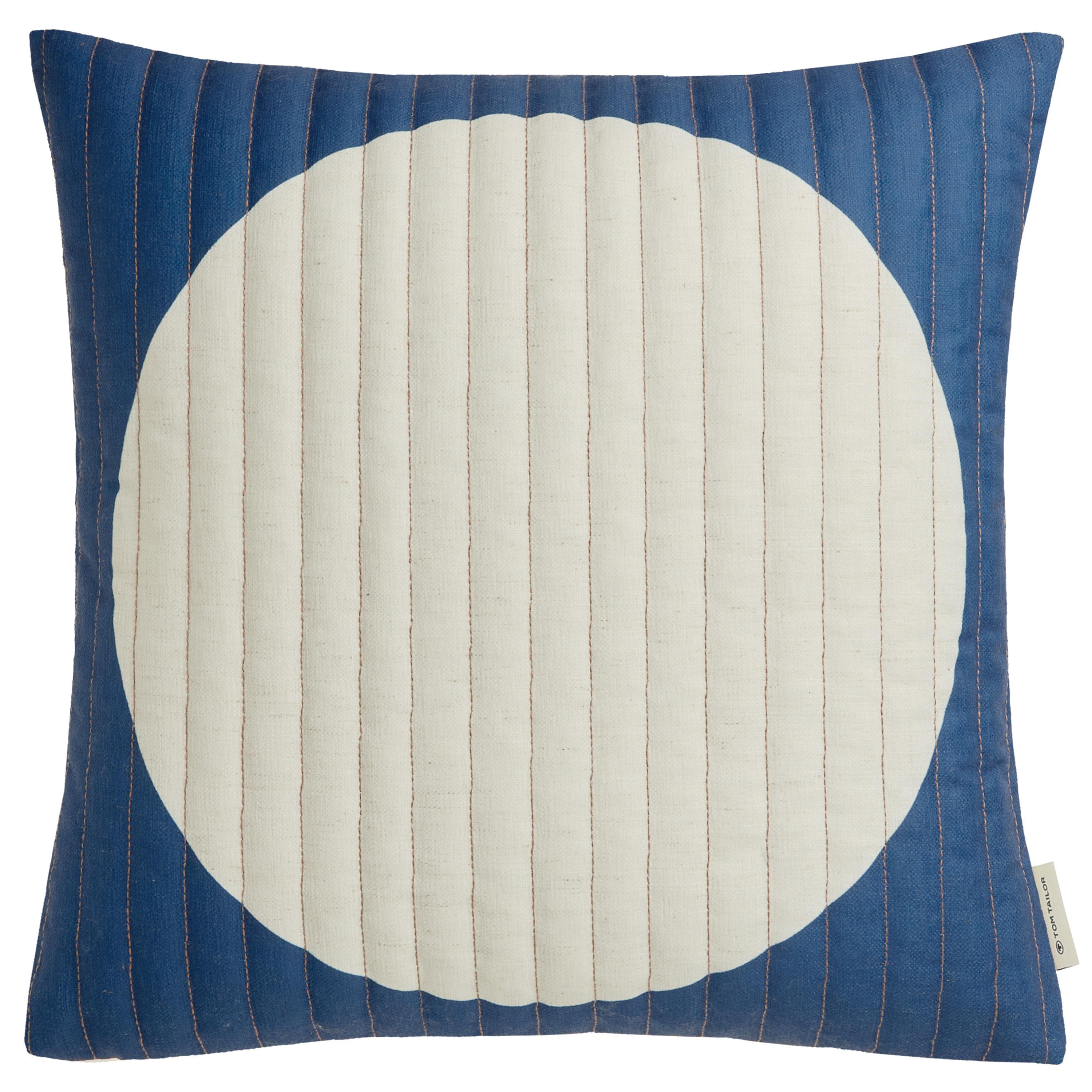 TOM TAILOR HOME Dekokissen Circle Blau 45x45 cm Polyester-Leinen