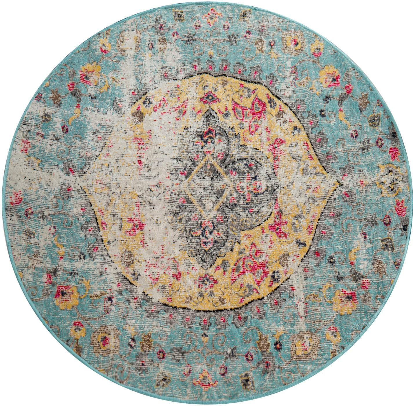 Paco Home Teppich Artigo 401 Bunt Vintage Design Rund