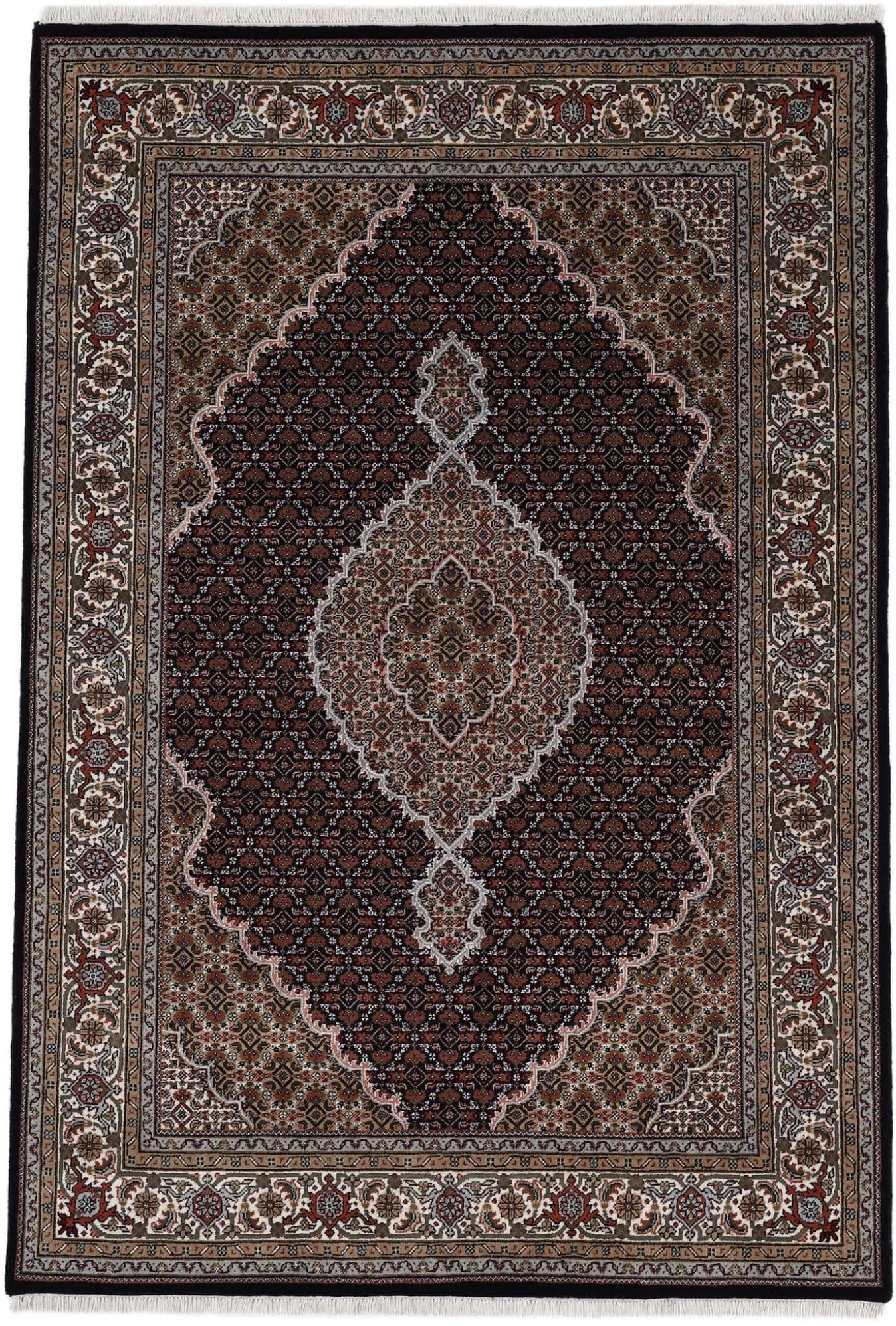 WOVEN ARTS Orientteppich Tabriz Mahi Schwarz Handgeknüpft
