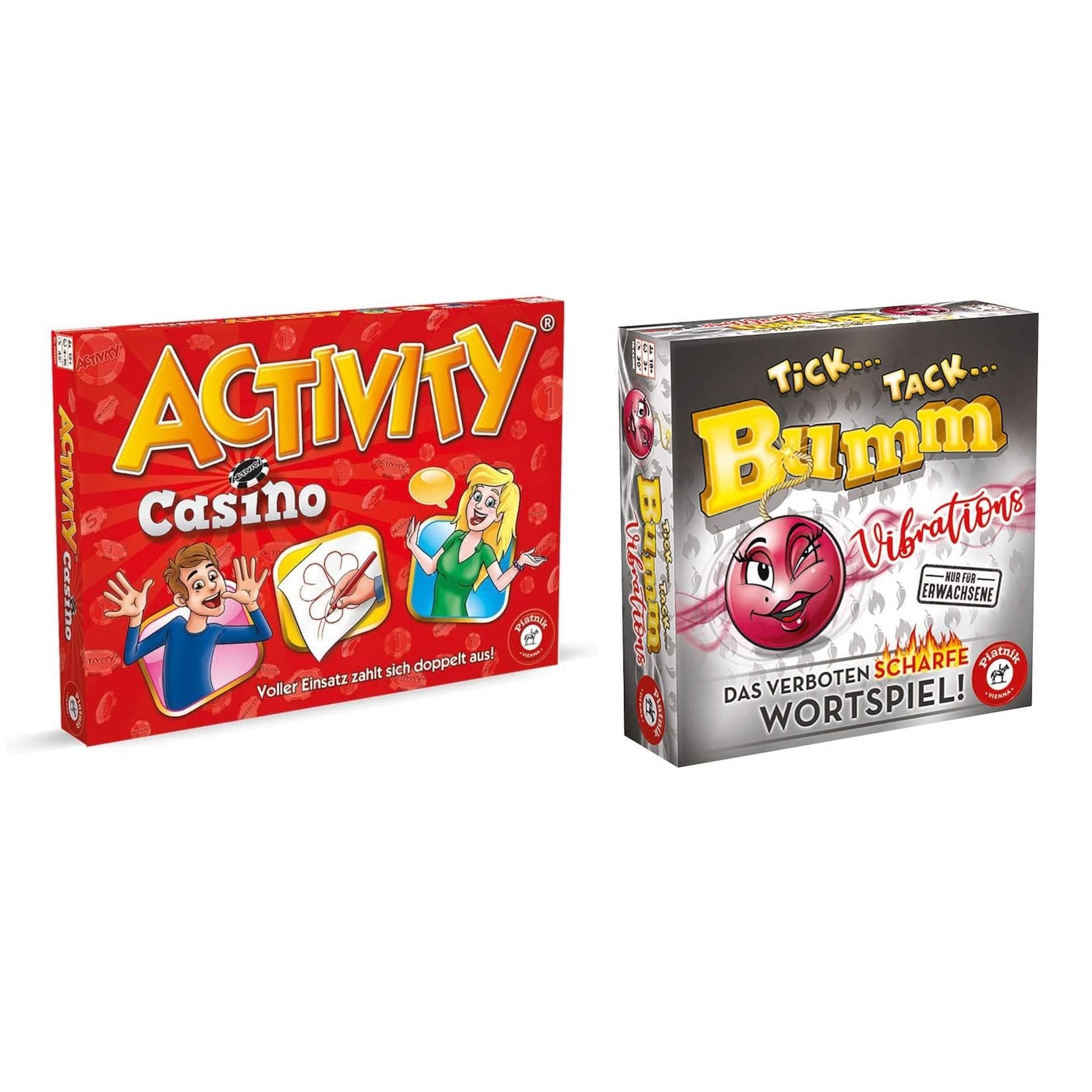 Piatnik 2er Bundle Activity Casino + Tick Tack Bumm Vibrations Brettspiel