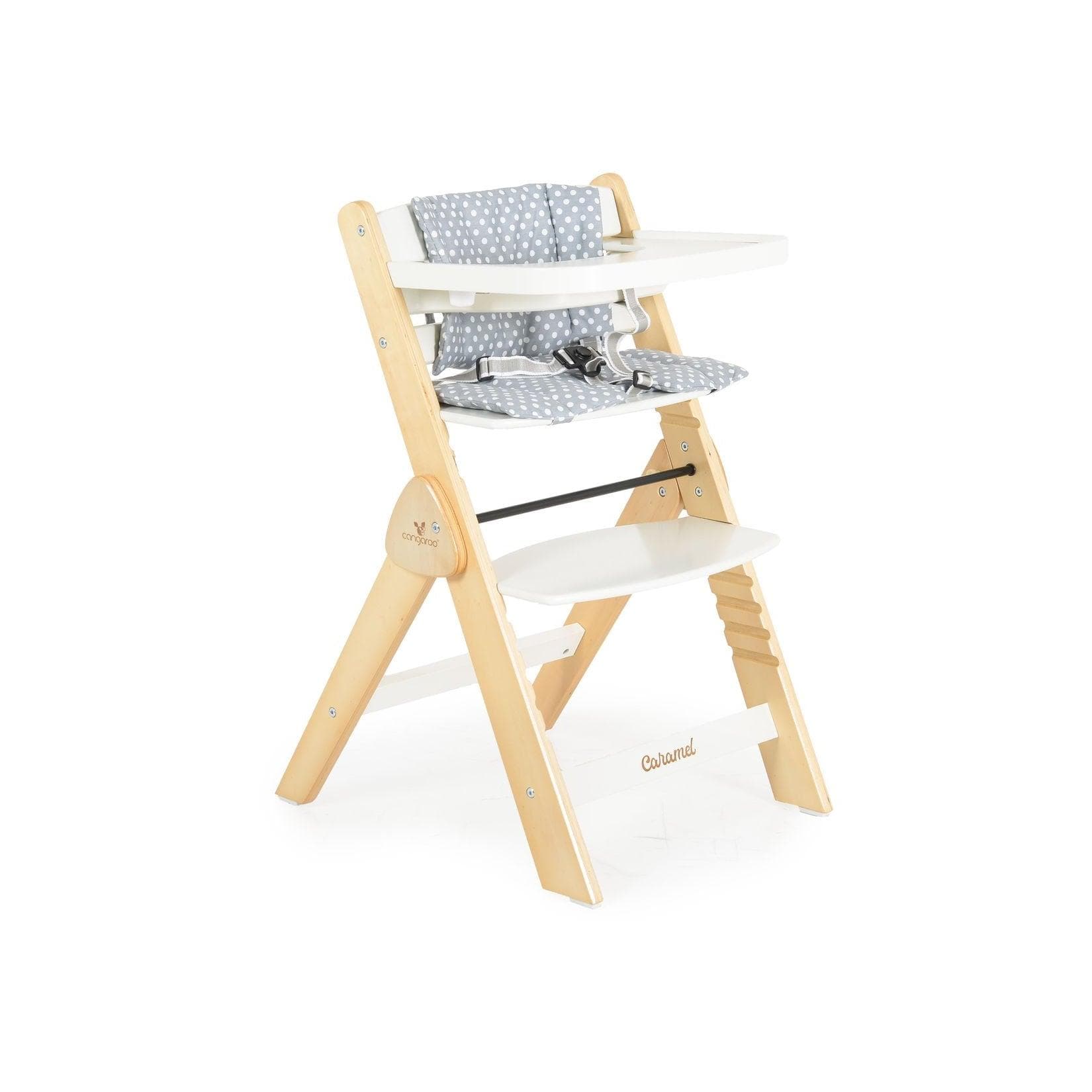 Cangaroo Kinderhochstuhl Caramel Holz mit Kissen klappbar