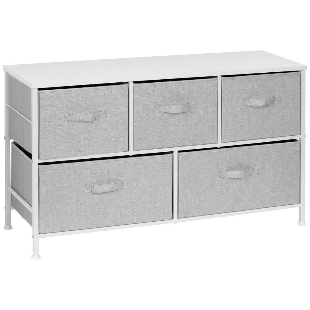PBJ Kommode Grau Weiß Textil 5 Schubladen