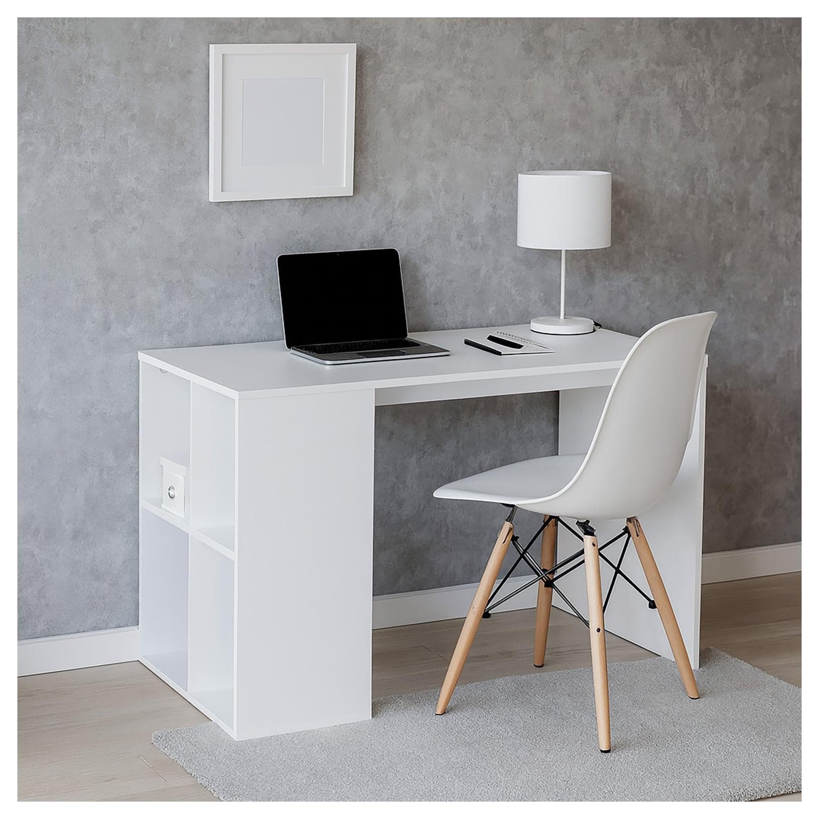 HTI-Living Schreibtisch Weiß mit Ablagefächern