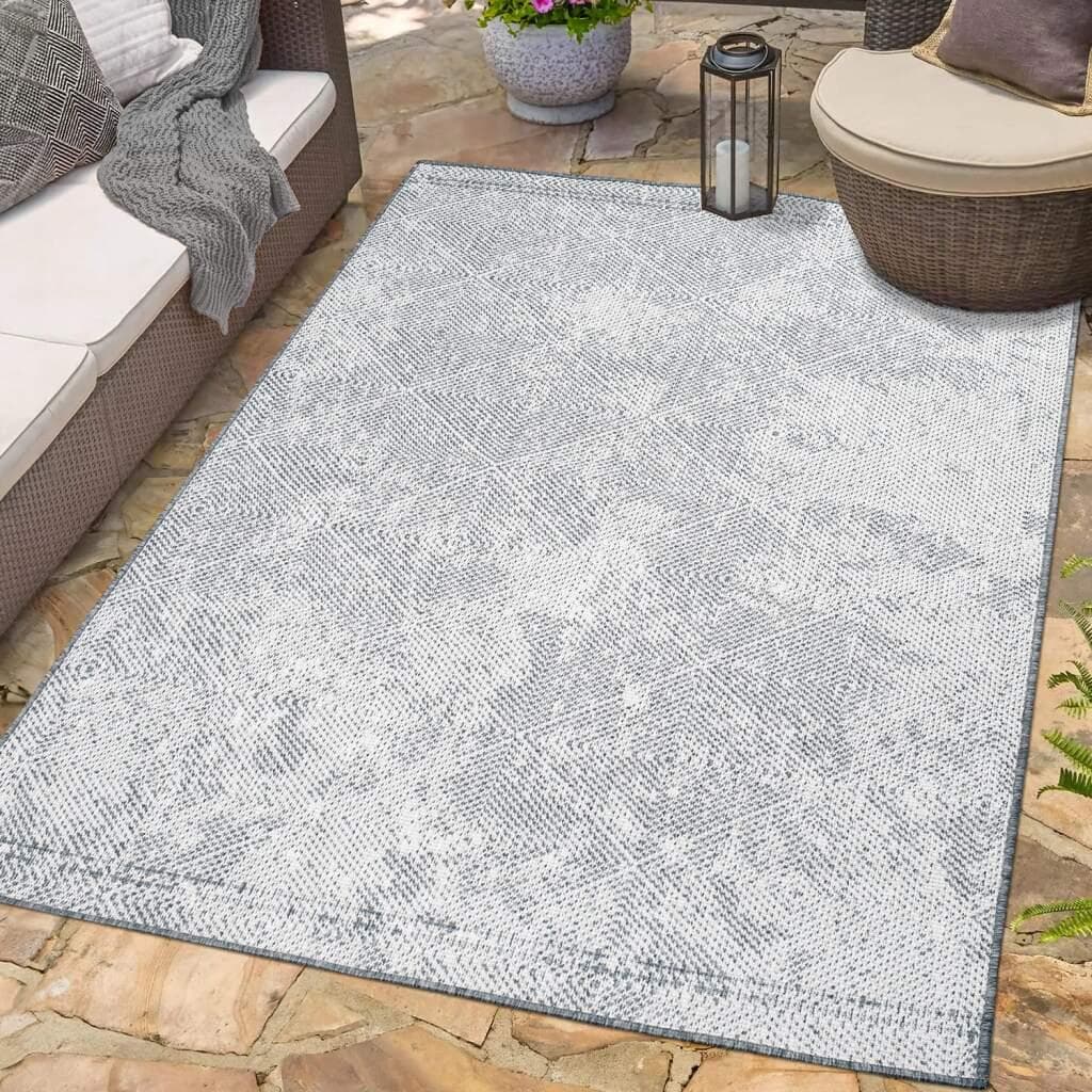 CARPET CITY Outdoorteppich DUO RUG 5845 Grau Wendeteppich