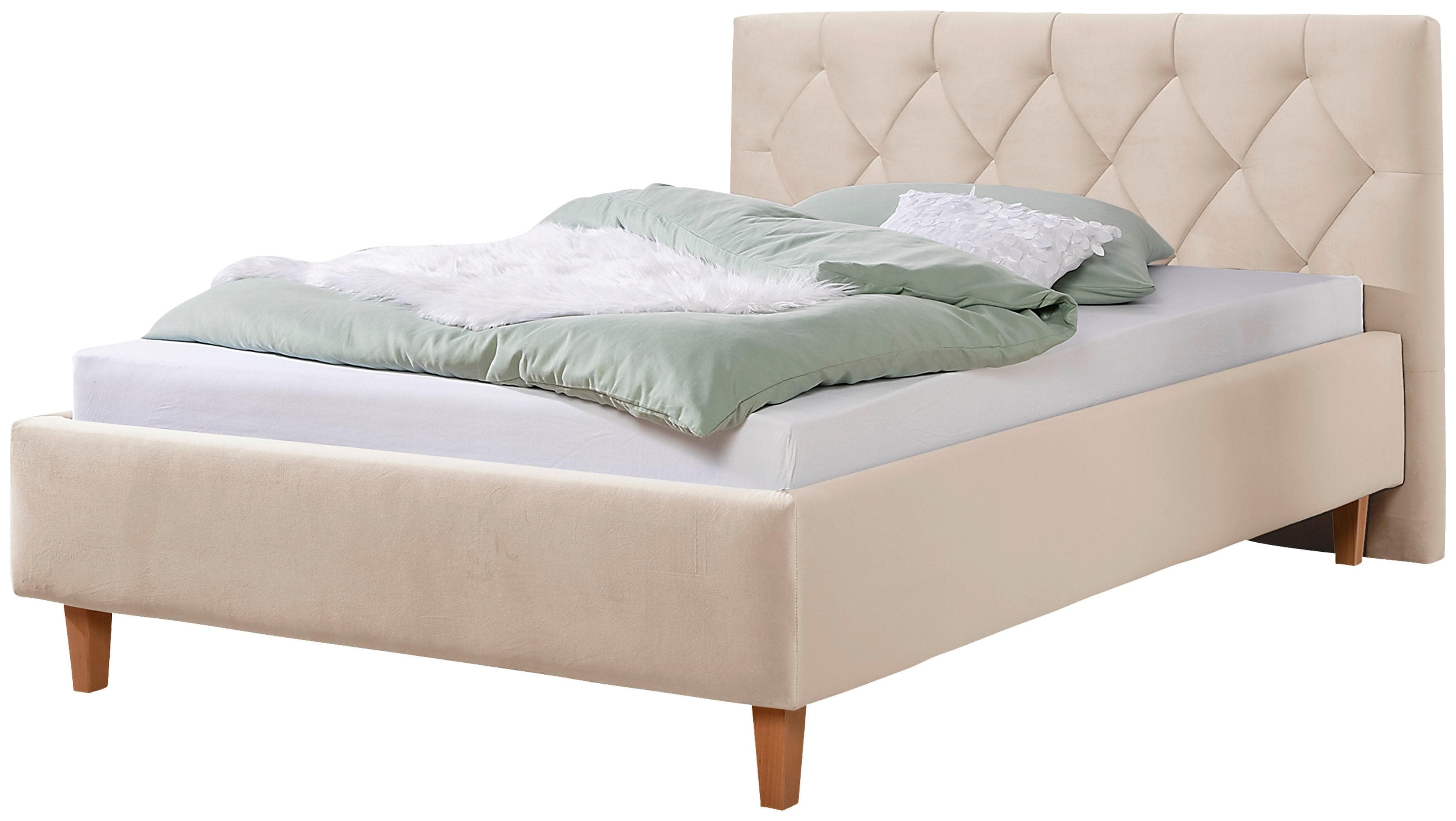 HOME AFFAIRE Polsterbett Sunley 100 Beige mit Matratze und Lattenrost