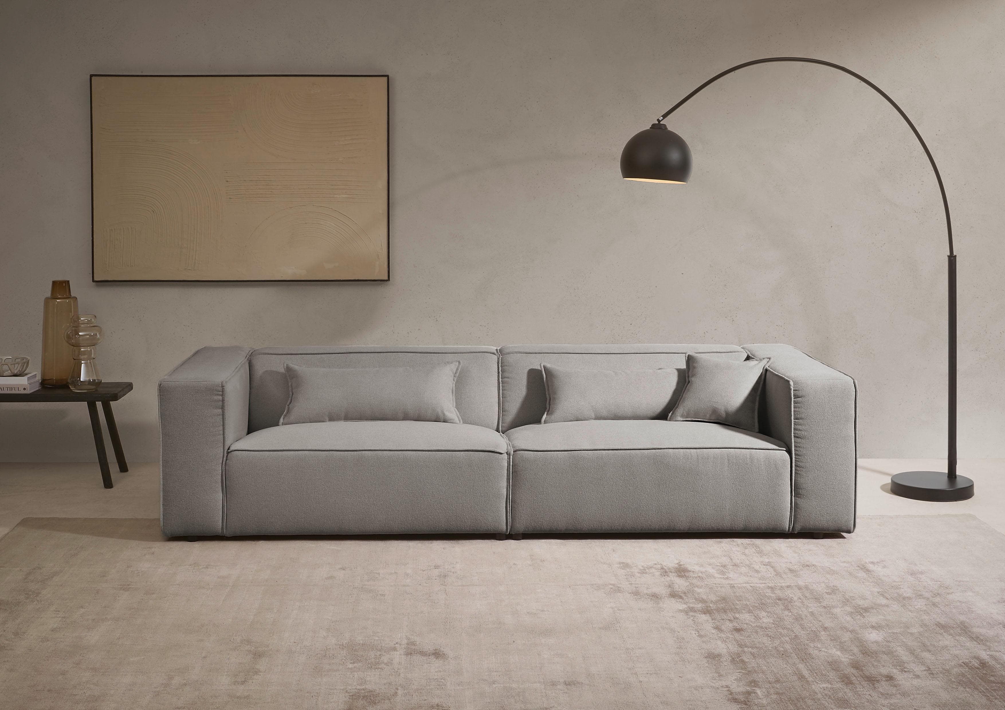 LeGer Home PIARA 3-Sitzer Sofa Anthrazit Strukturstoff