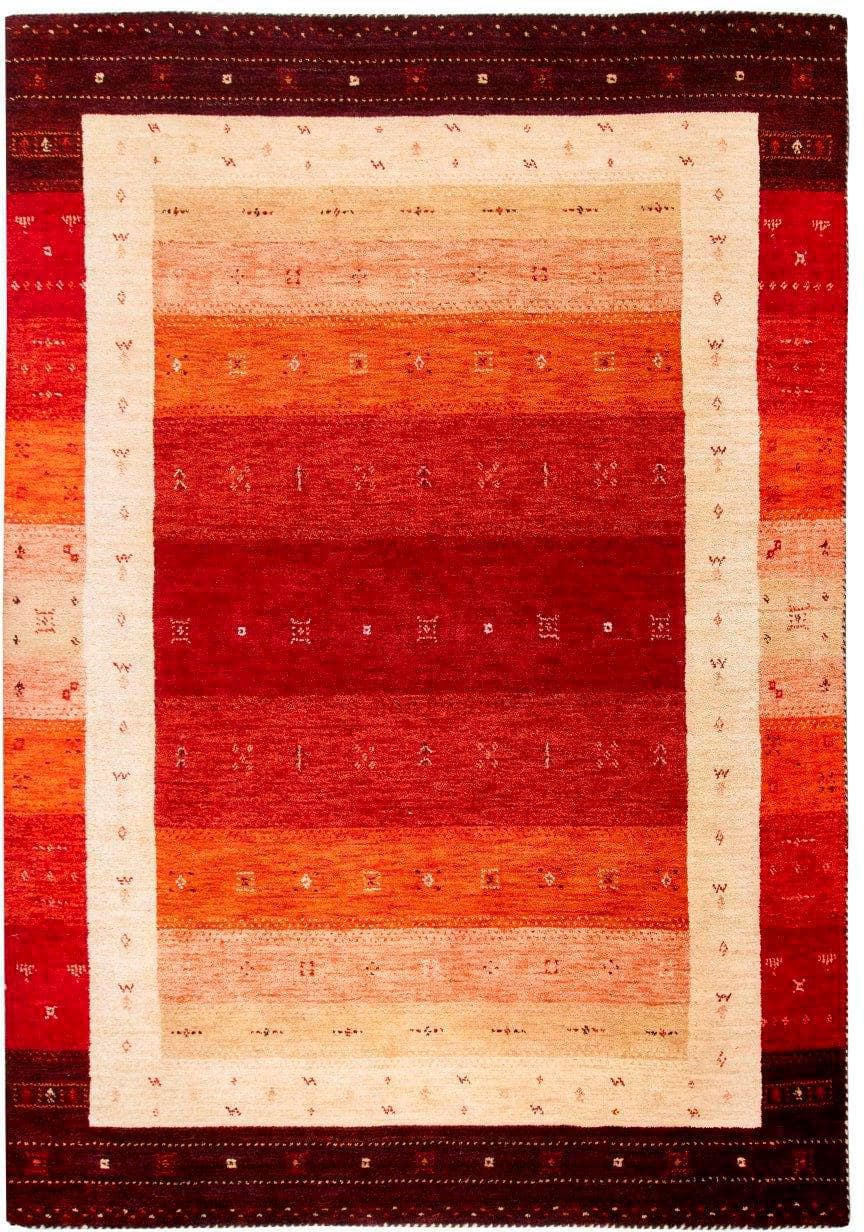 DEKOWE Wollteppich Kelly Handgewebt Orange Braun Orient-Optik