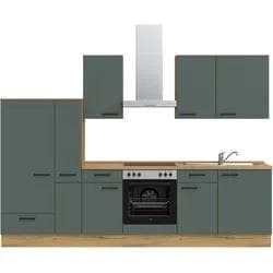 Küchenzeile NOBILIA Easytouch I Grün Eiche Sierra Nachbildung