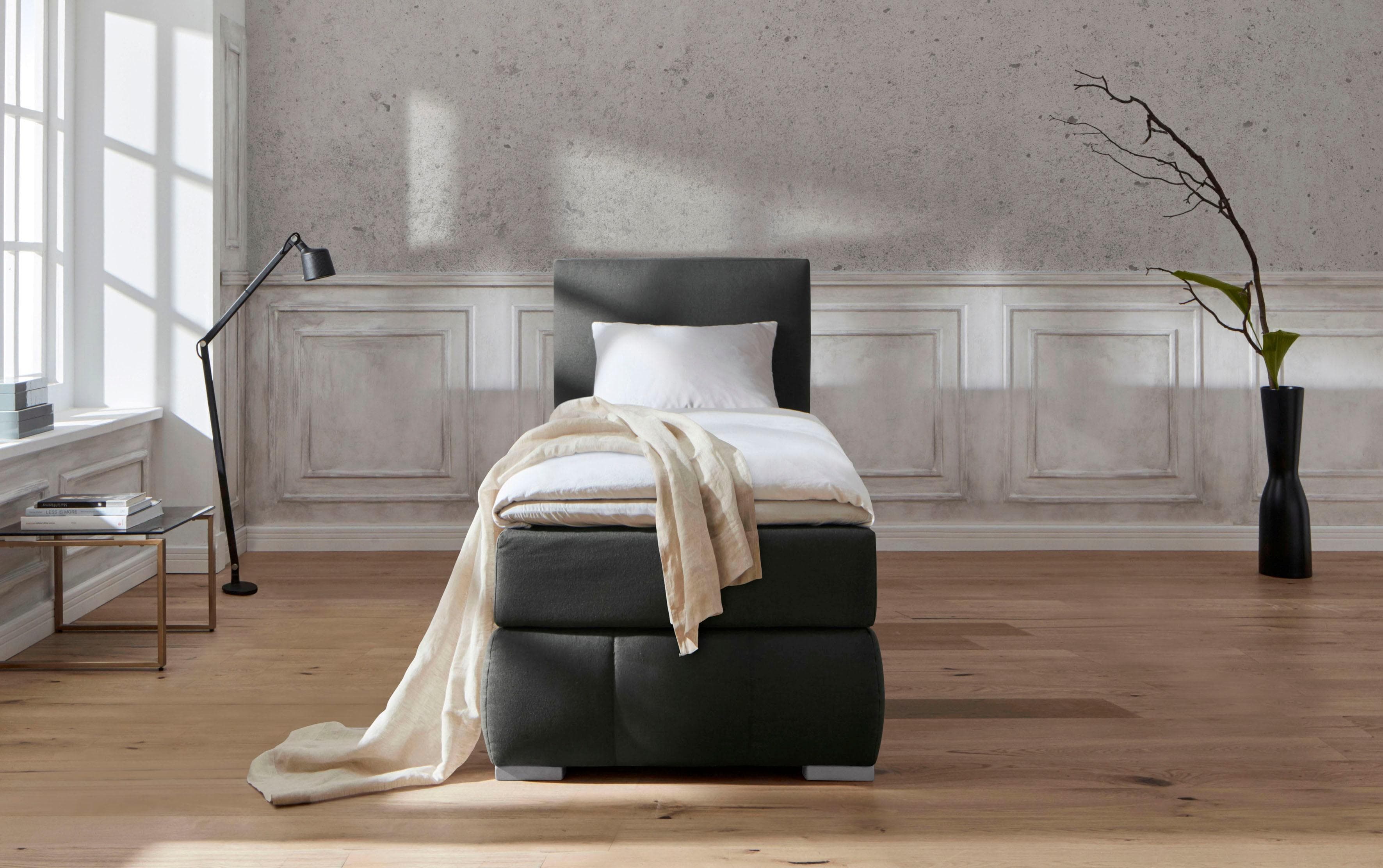 Boxspringbett HOME AFFAIRE Wehma Anthrazit mit Topper