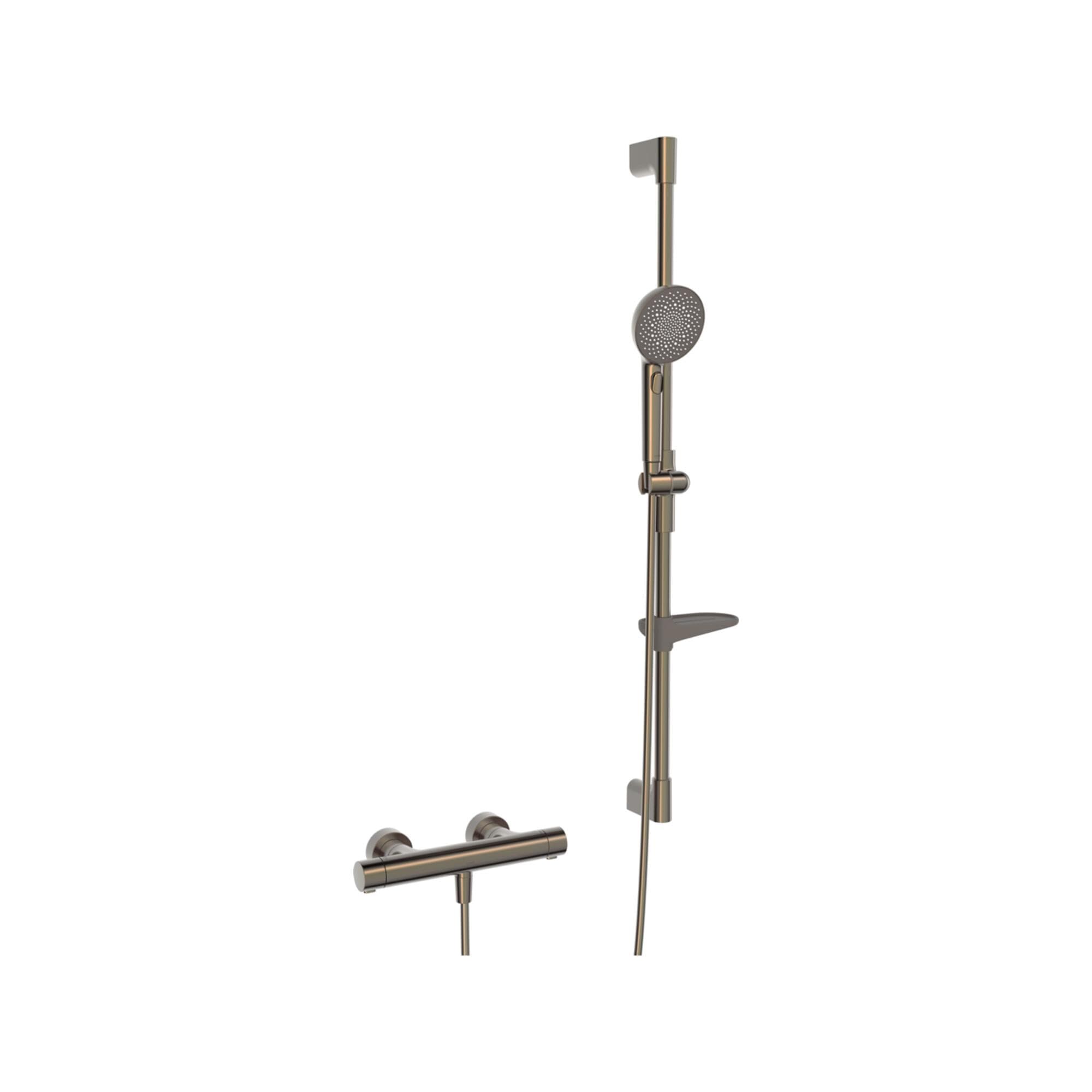 Hansa HANSAPRISMA Duschsystem 4813043181 mit Thermostat, Wandmontage, Bronze gebürstet