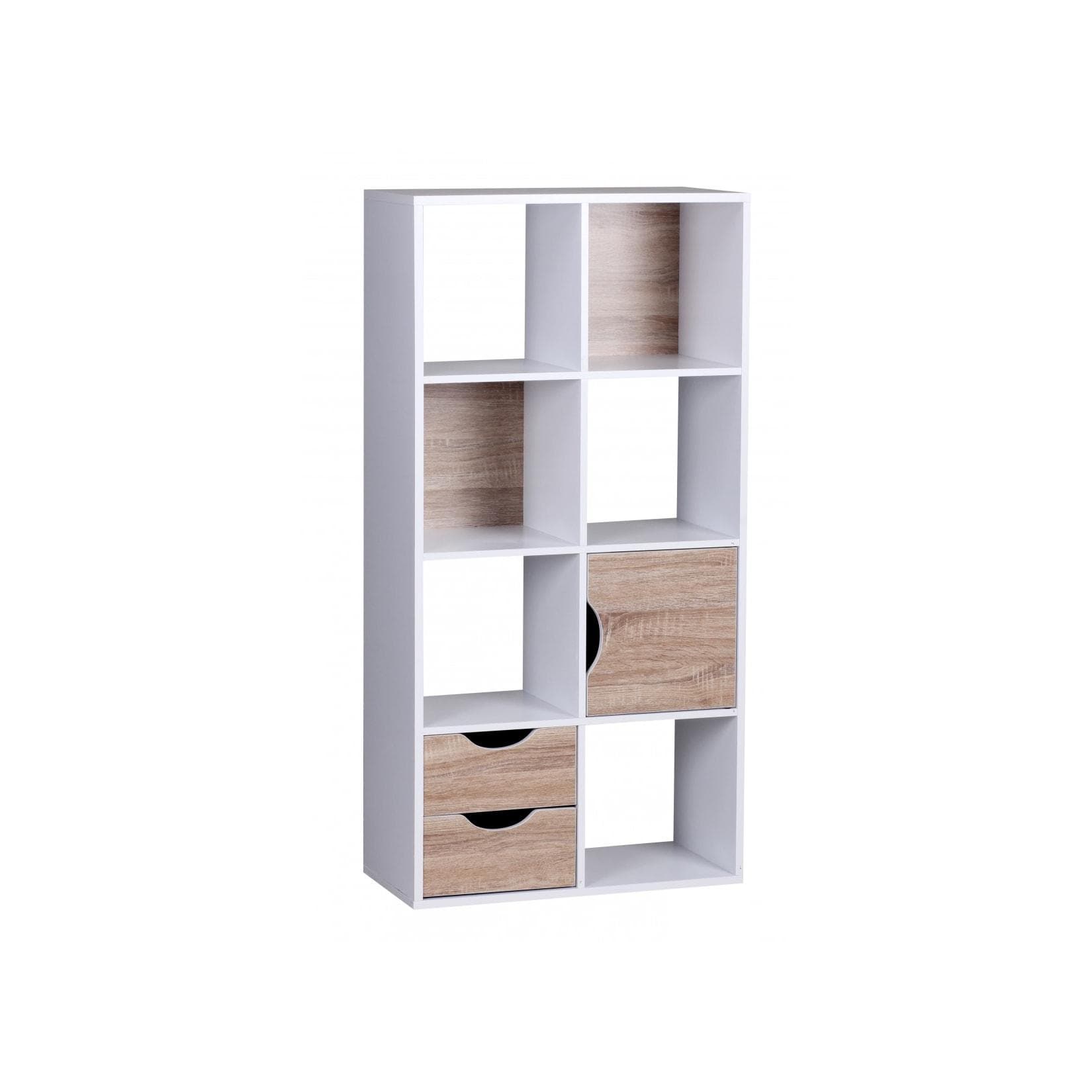 KADIMA DESIGN Großes Bücherregal Sonoma Eiche Weiß 8 Fächer