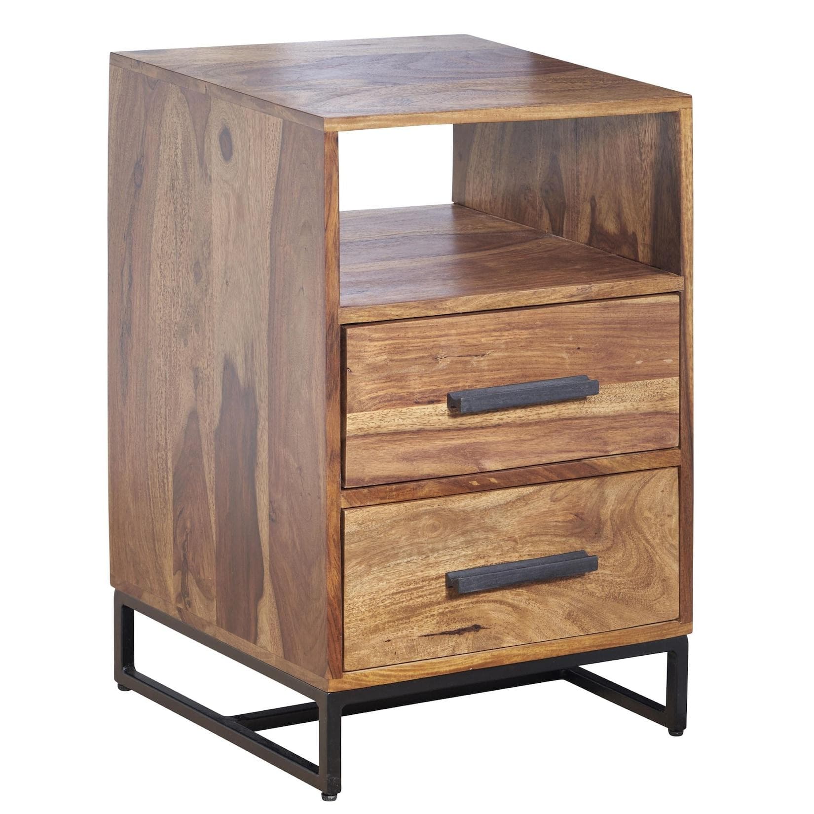 KADIMA DESIGN Moderne Nachtkommode Industrial-Style Massivholz Metall
