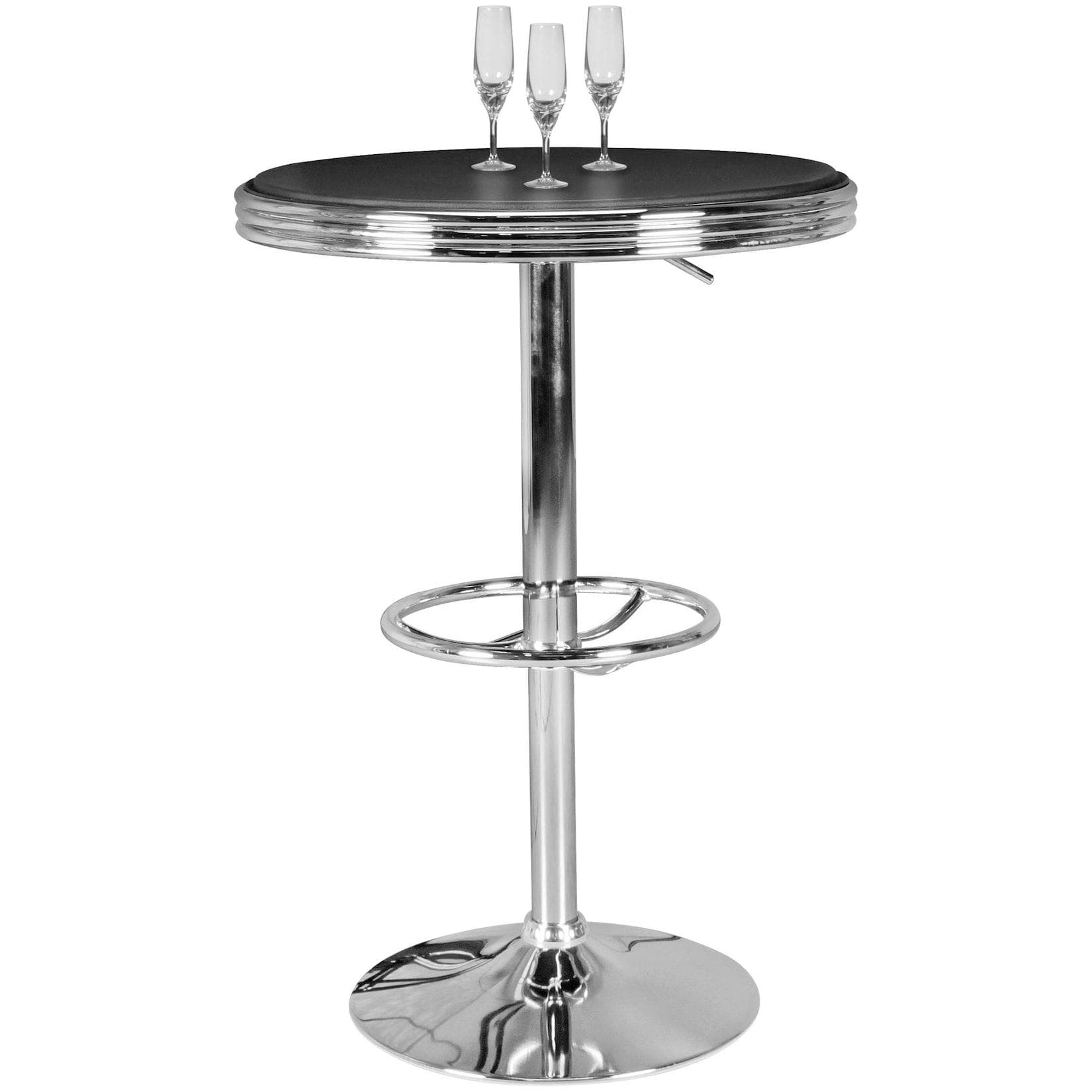 KADIMA DESIGN Retro-Bartisch Verstellbar Aluminium-Look Kunstleder