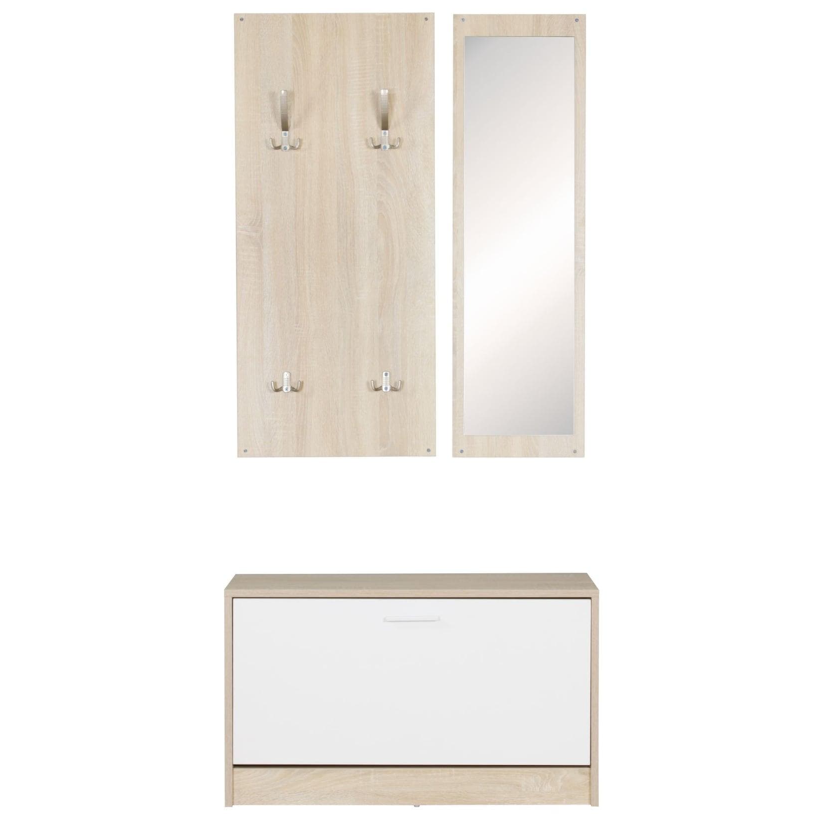 KADIMA DESIGN Wandgarderobe DELFT Weiß mit Spiegel