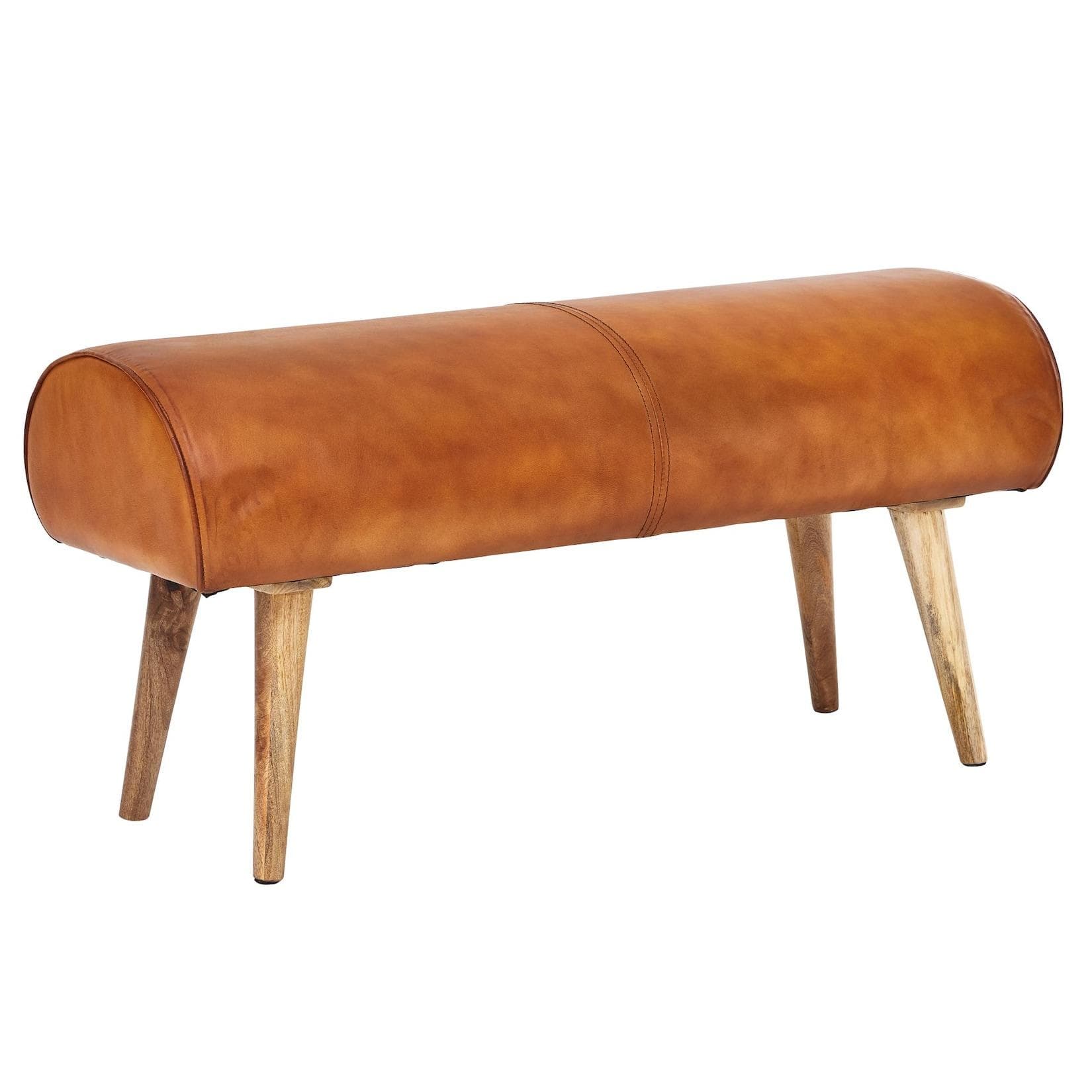 KADIMA DESIGN Sitzbank aus Holz und Echtleder für 2 Personen