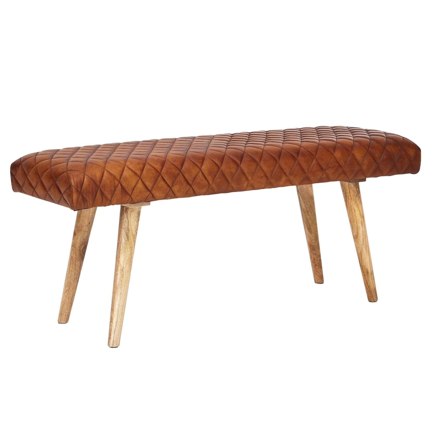 KADIMA DESIGN Springbock-Lederbank aus Massivholz und Echtleder