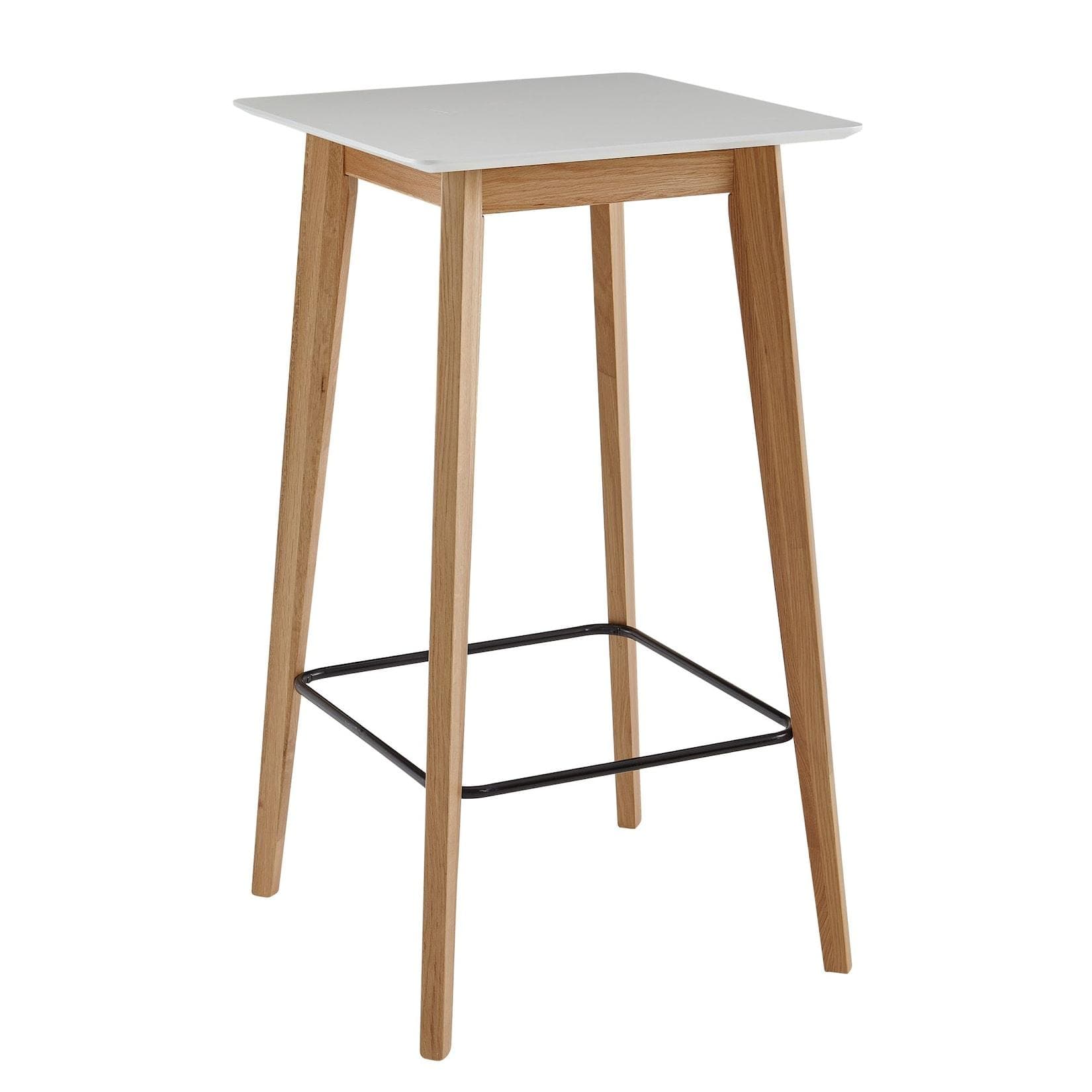 KADIMA DESIGN Skandinavischer Bartisch Weiß Eichenbeine