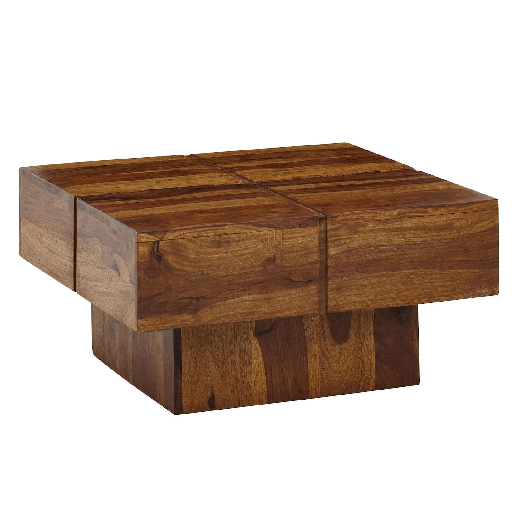 KADIMA DESIGN Couchtisch Sheesham Massivholz Modernes Rillenmuster