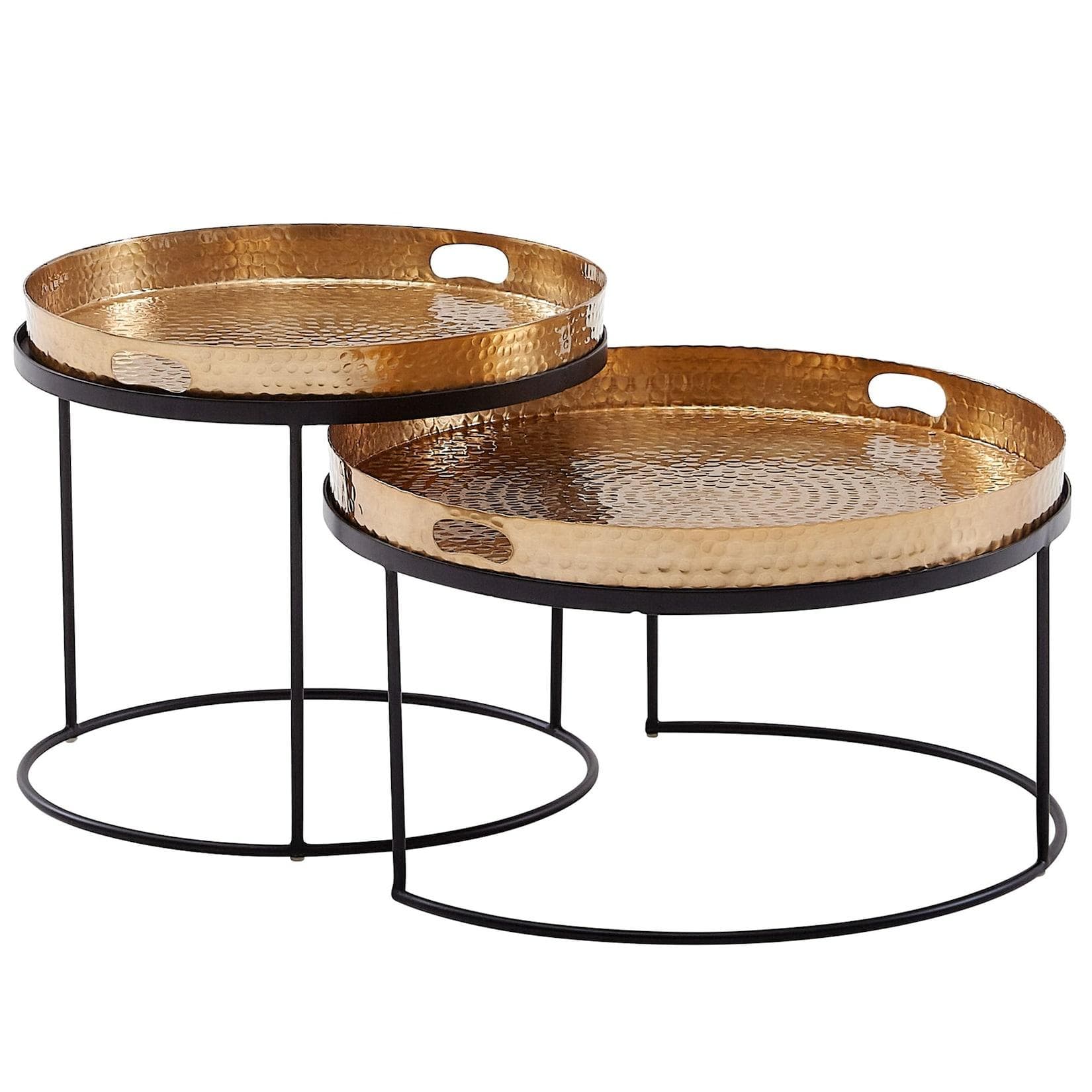 KADIMA DESIGN Couchtisch-Set 2er Gold/Schwarz Aluminium