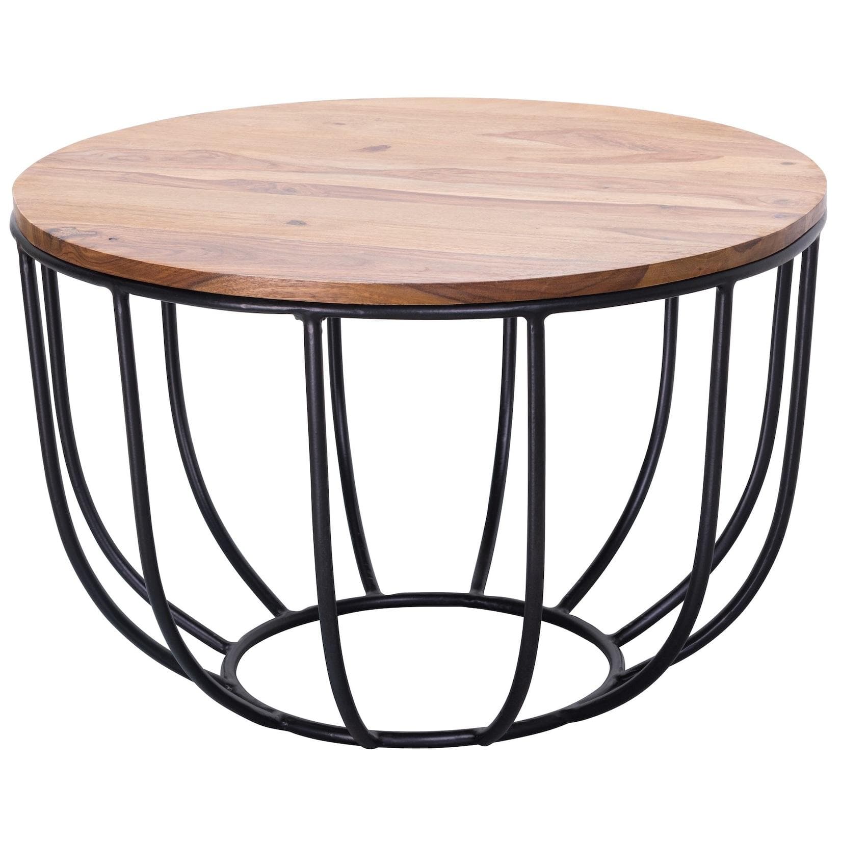 KADIMA DESIGN Industrial Couchtisch Sheesham Massivholz Metallgestell