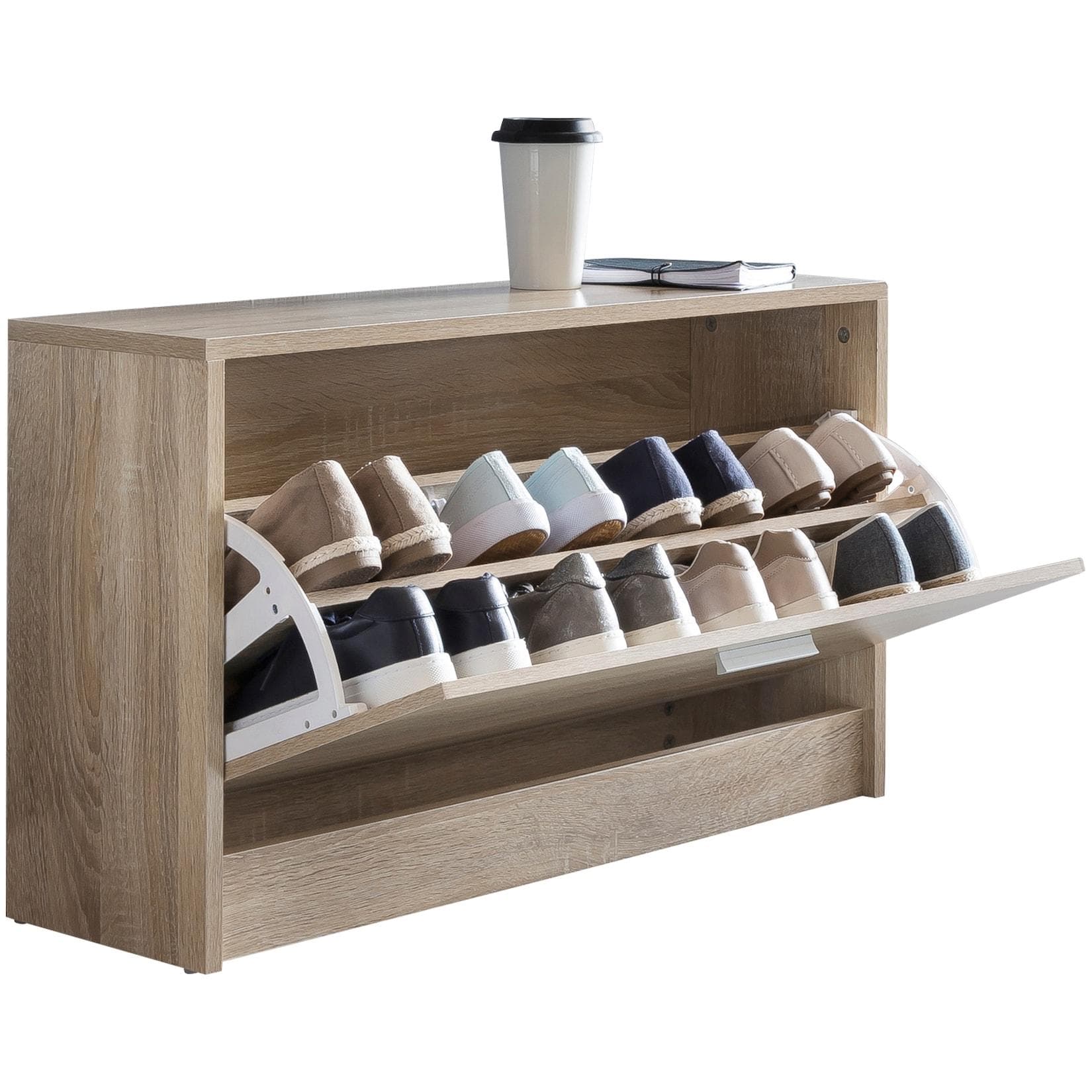 KADIMA DESIGN Schuhkipper Beige mit Staufach & Sitzfunktion