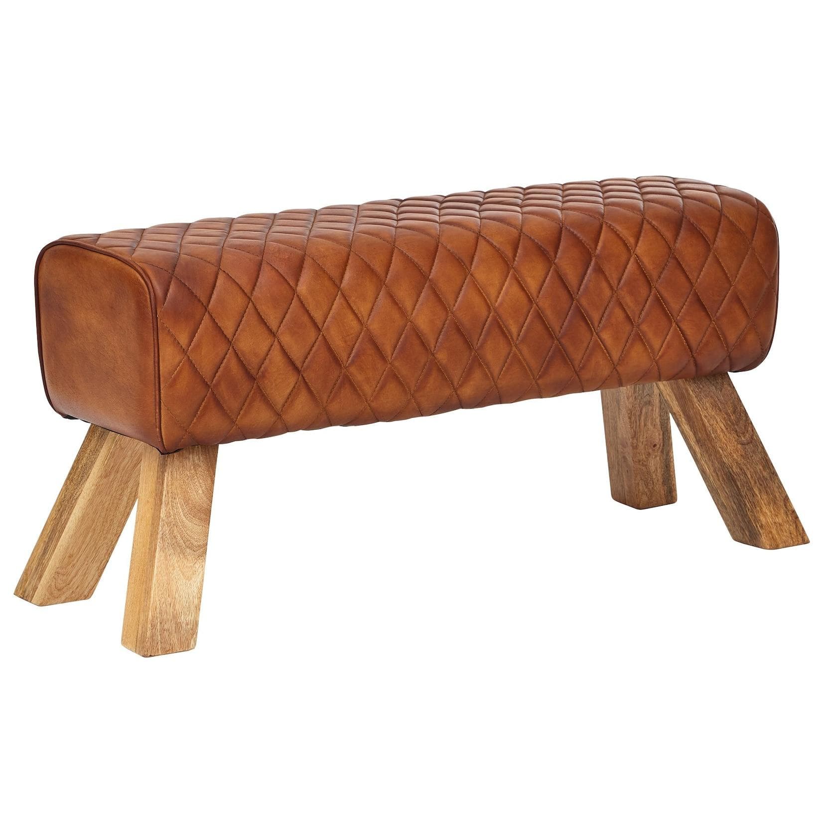 KADIMA DESIGN Extravagante Echtleder-Sitzbank mit massivem Mango Holz