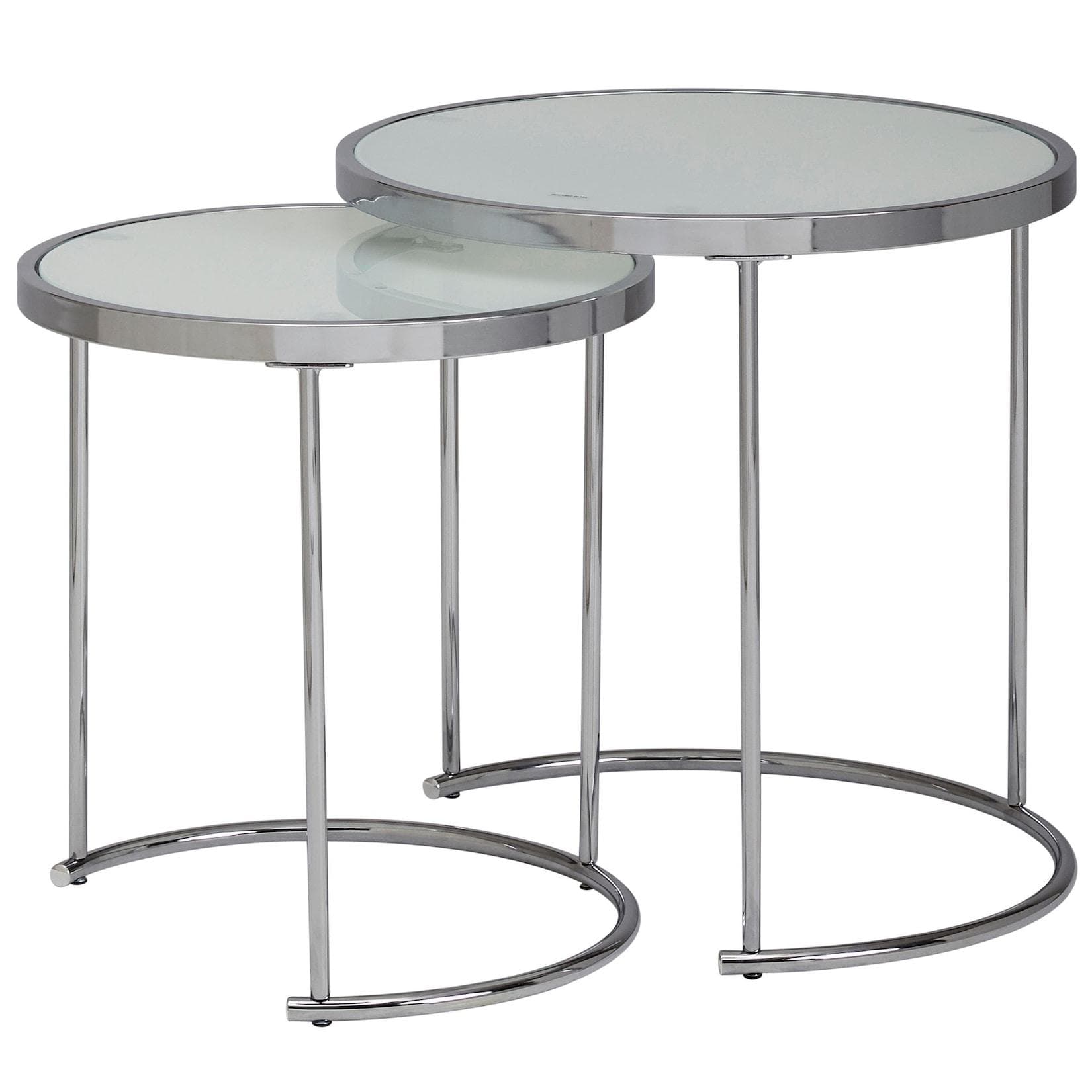 Modernes Couchtisch Set aus Glas und Stahl