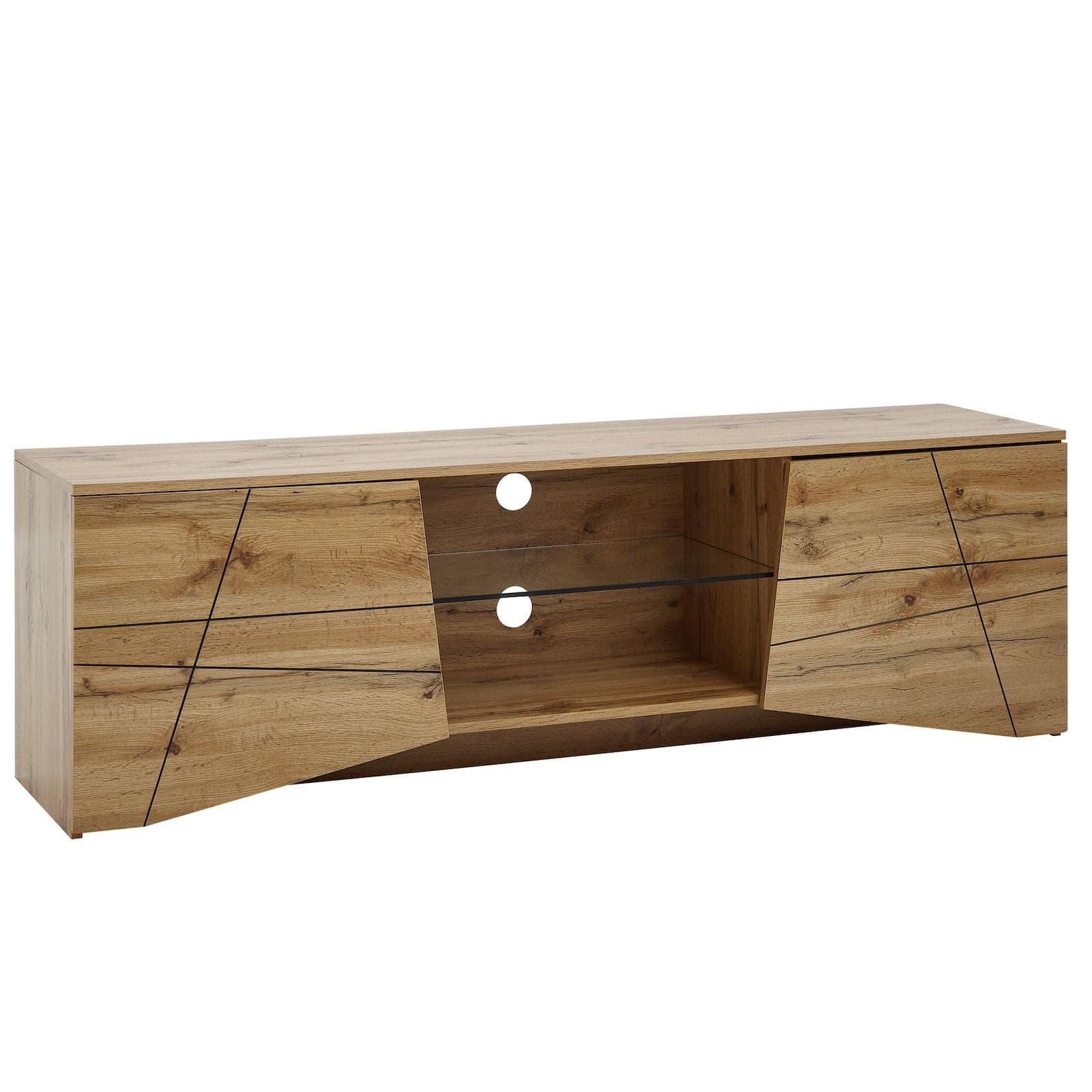 KADIMA DESIGN TV-Lowboard Eiche-Dekor mit Glasablage