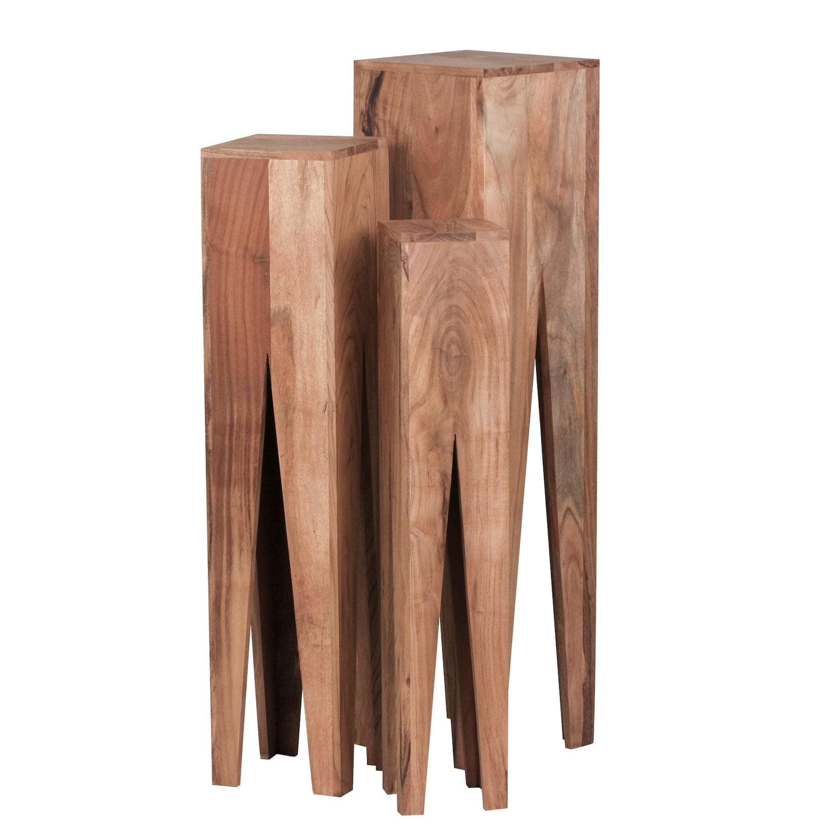 KADIMA DESIGN Beistelltisch 3 Giraffenbeine Massivholz Akazie Rustikal