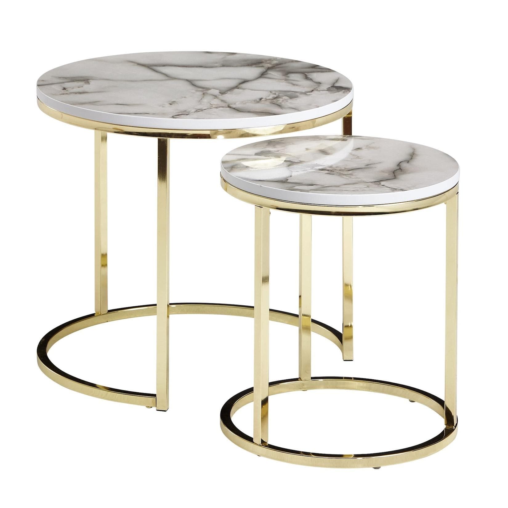 KADIMA DESIGN Moderne Marmor-Beistelltische 2er Set Gold