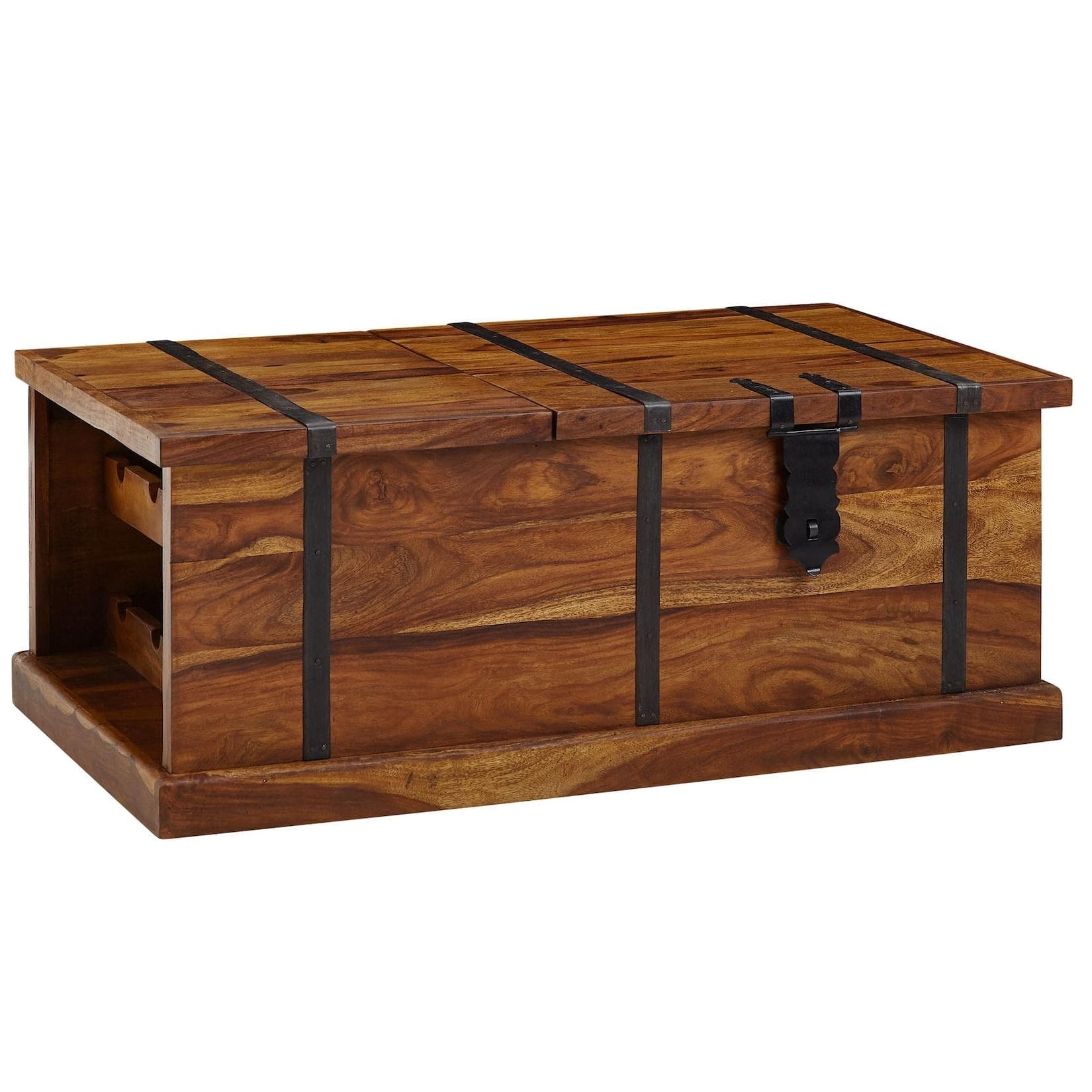 KADIMA DESIGN Massivholz Couchtisch mit Weinregal