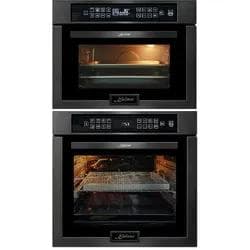 Kaiser Einbaubackofen + Mikrowelle 45 cm Hoch Schwarz