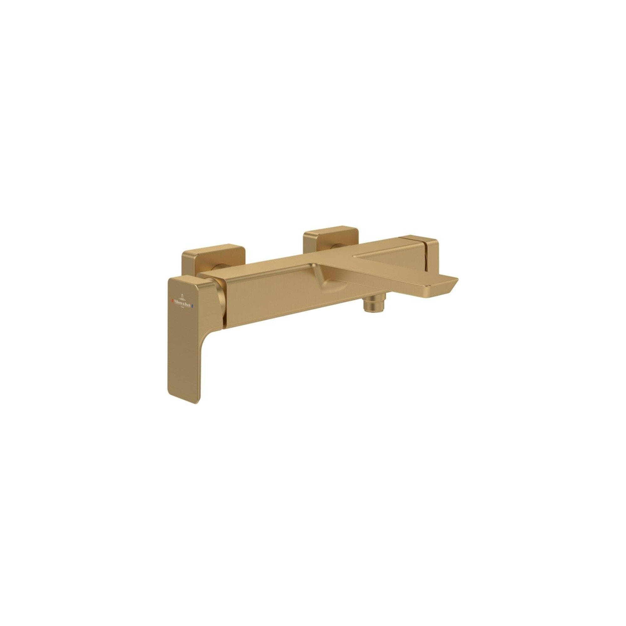 Villeroy und Boch Subway 3.0 Einhebel-Badewannenarmatur mit Umsteller, Rückflussschutz, Wandmontage, Brushed Gold