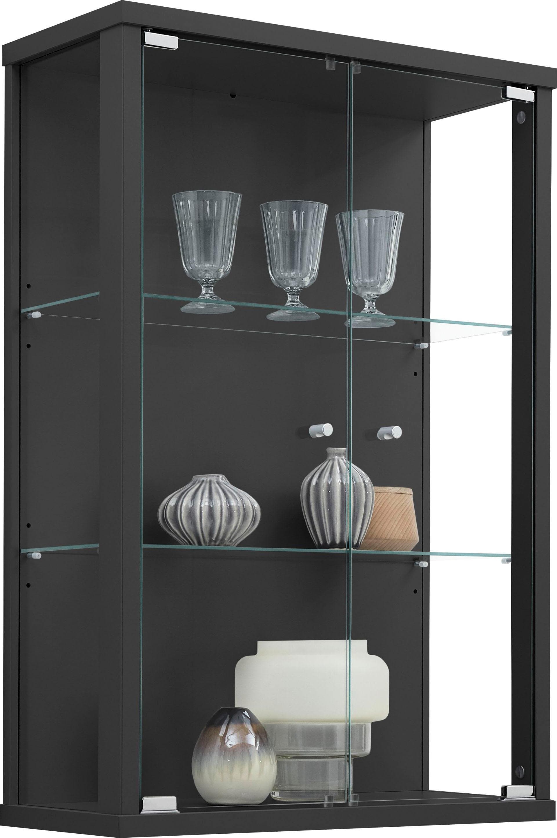 FIF MÖBEL Vitrine OPTIMA Schwarz mit Glastüren