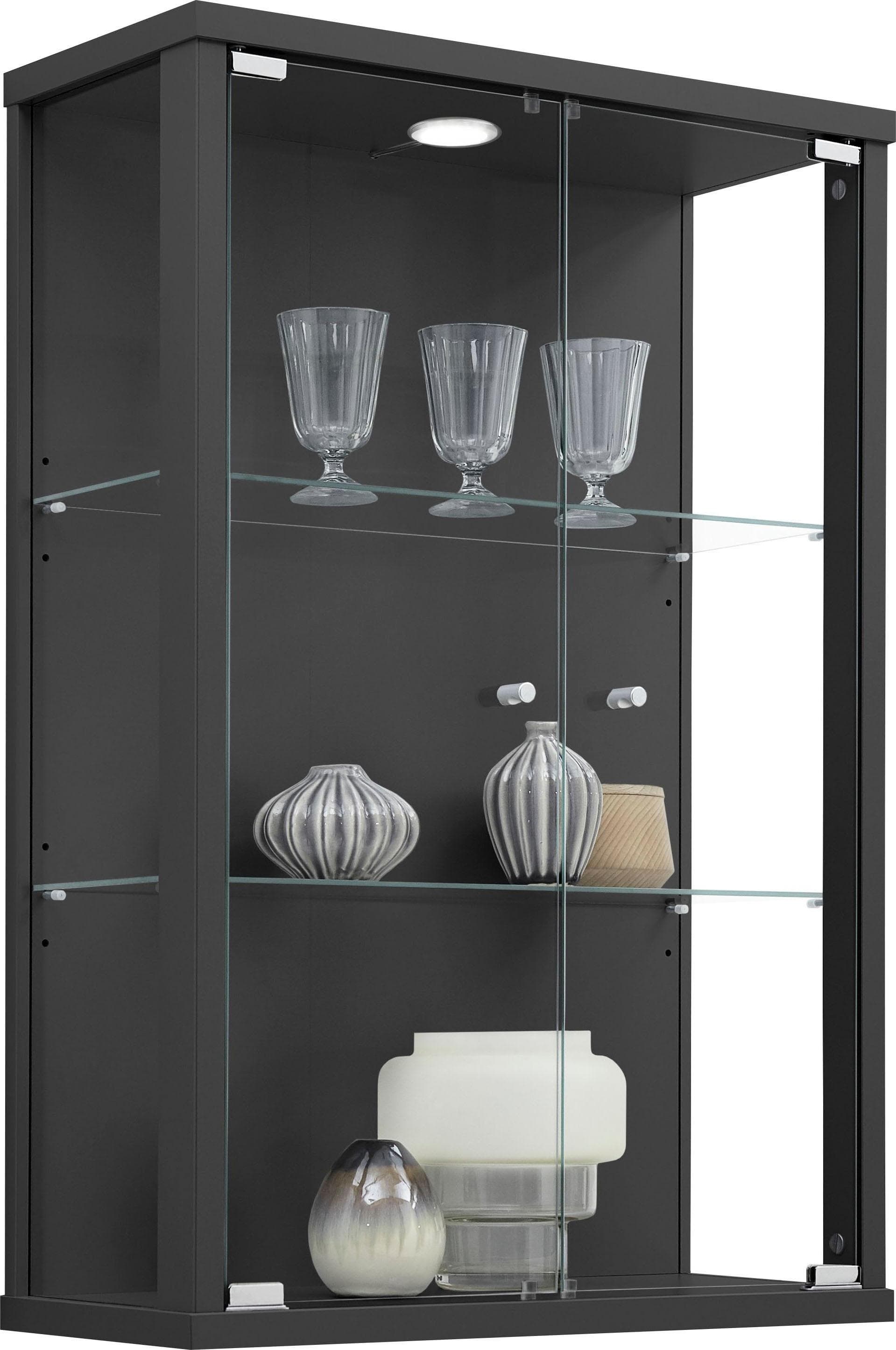 FIF MÖBEL Vitrine OPTIMA Schwarz mit Glastüren