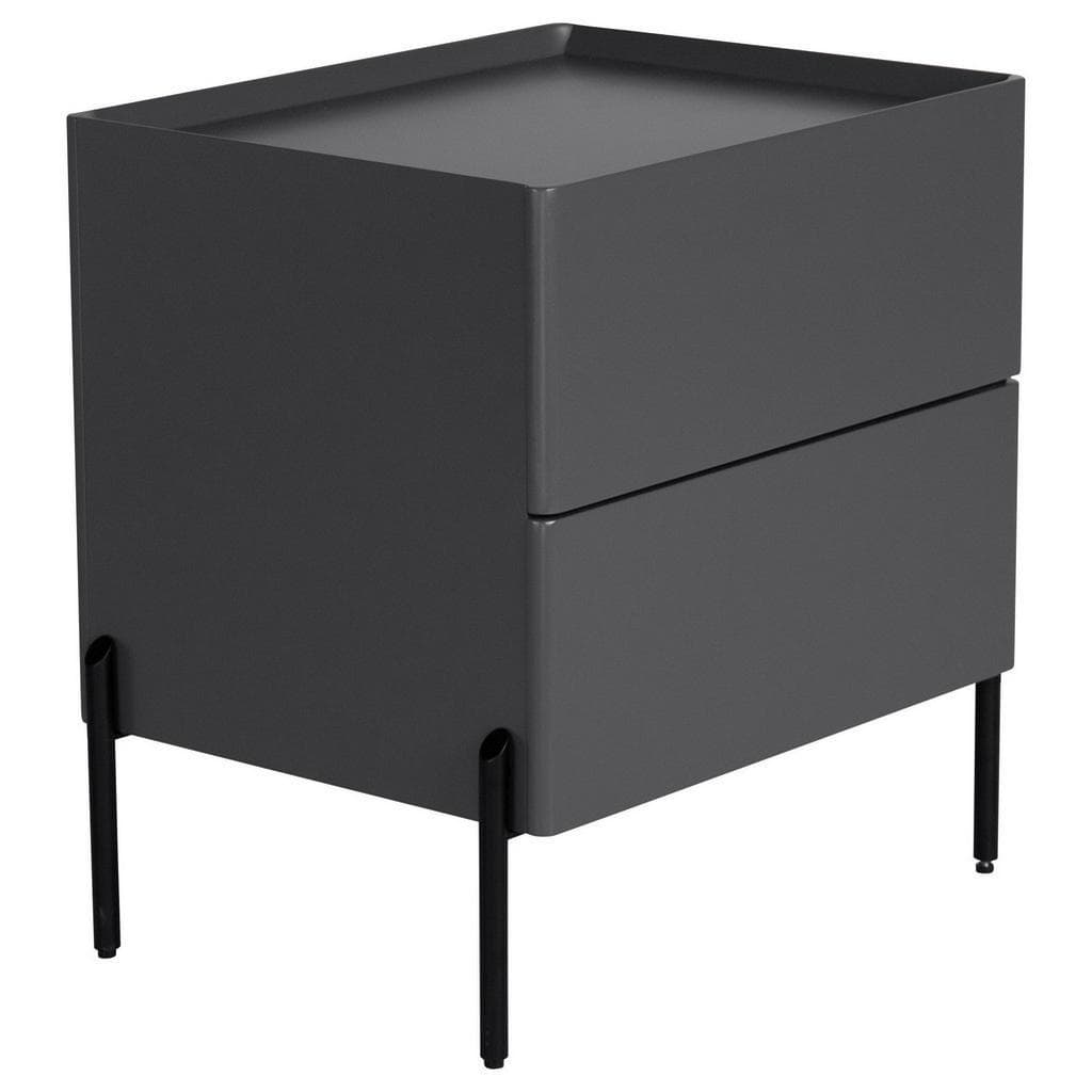 Livetastic Nachtschrank Grau Metall Holzwerkstoff 2 Schubladen