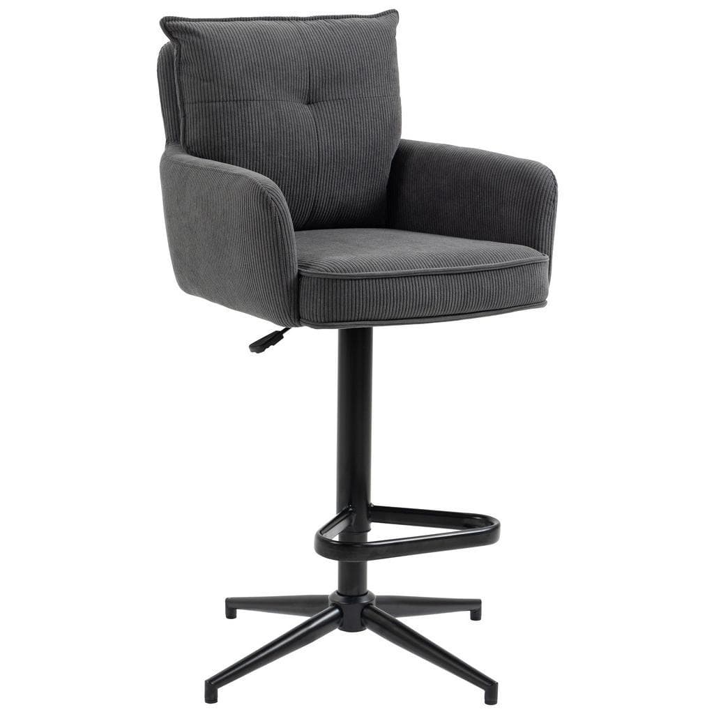 Novel Barhocker Anthrazit Metall Textil Drehkreuz