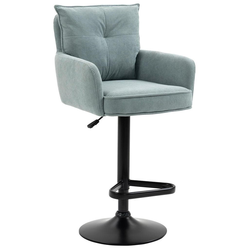 Novel Barhocker Schwarz Hellblau Metall Textil Drehteller