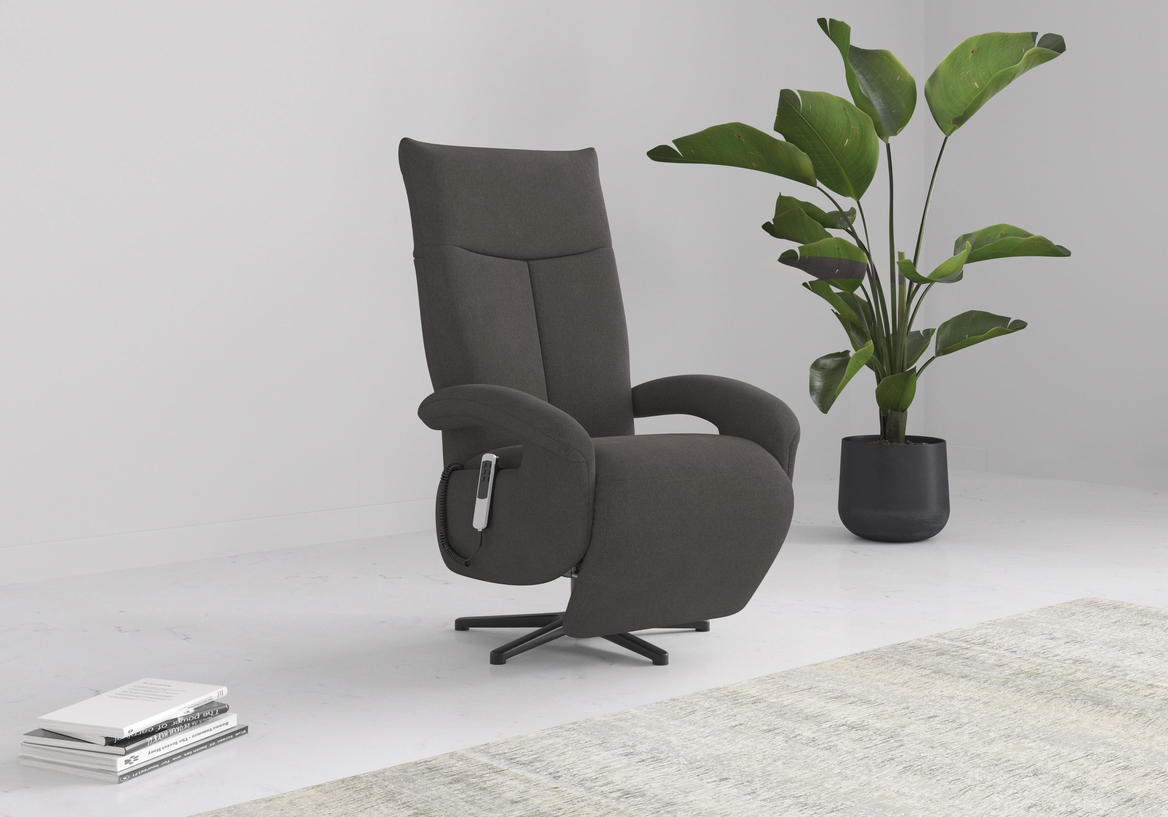 SIT & MORE TV-Sessel Amica Grau mit Kopfteilverstellung & Drehfunktion