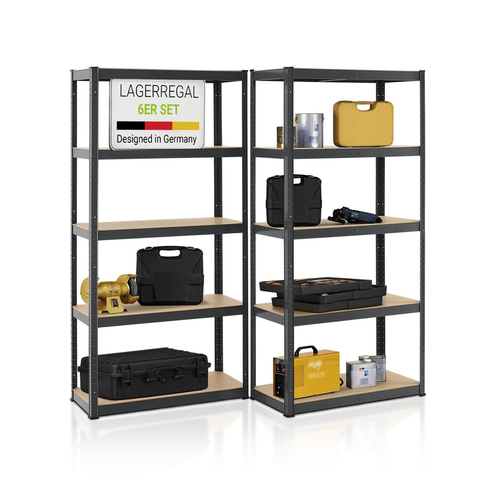 Juskys Schwerlastregal Basic 6-tlg. Regalsystem