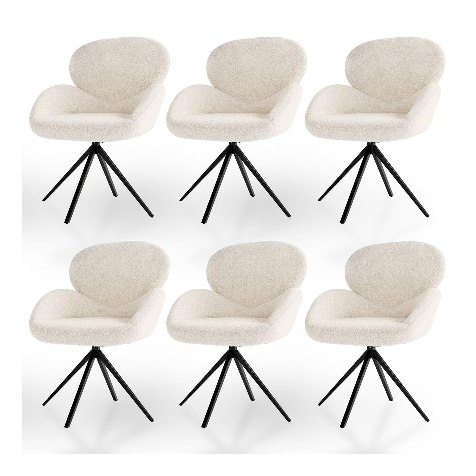 Juskys Esszimmerstuhl Albano 6er Set 360° drehbar Creme