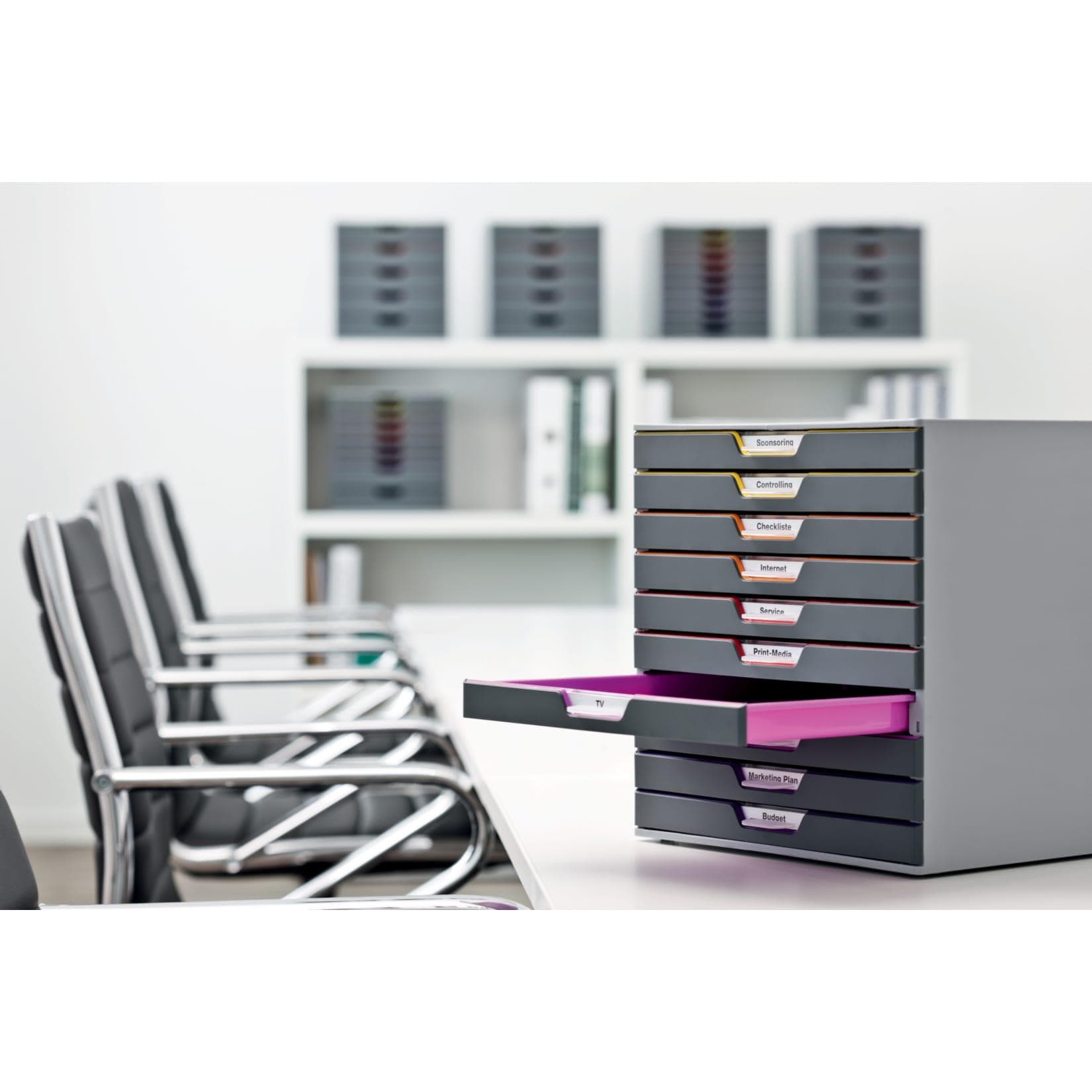 VARICOLOR Schubladenbox - 10 Fächer mit Etiketten