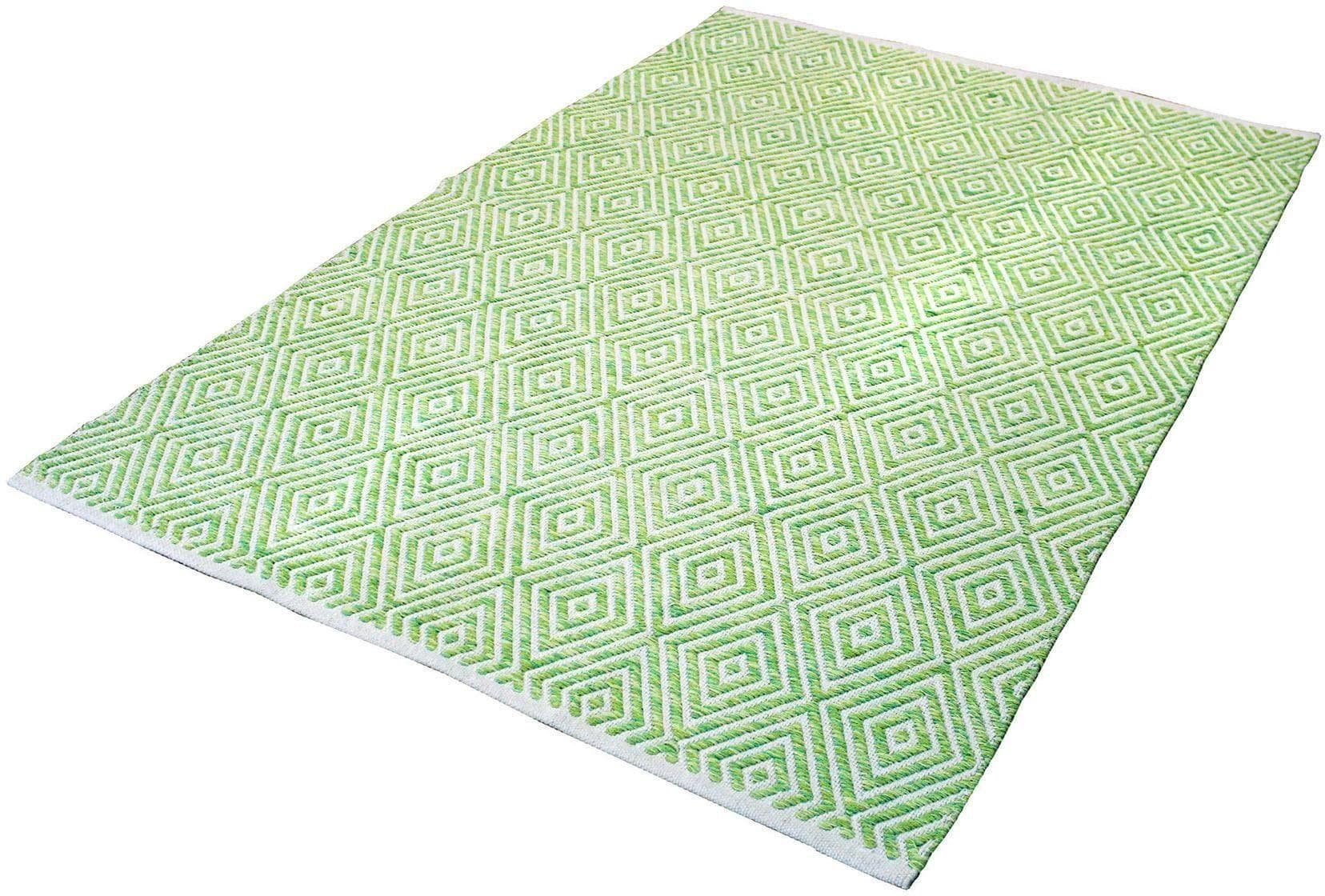 CALO-DELUXE Teppich Luba 333 Grün Handgewebt Baumwolle