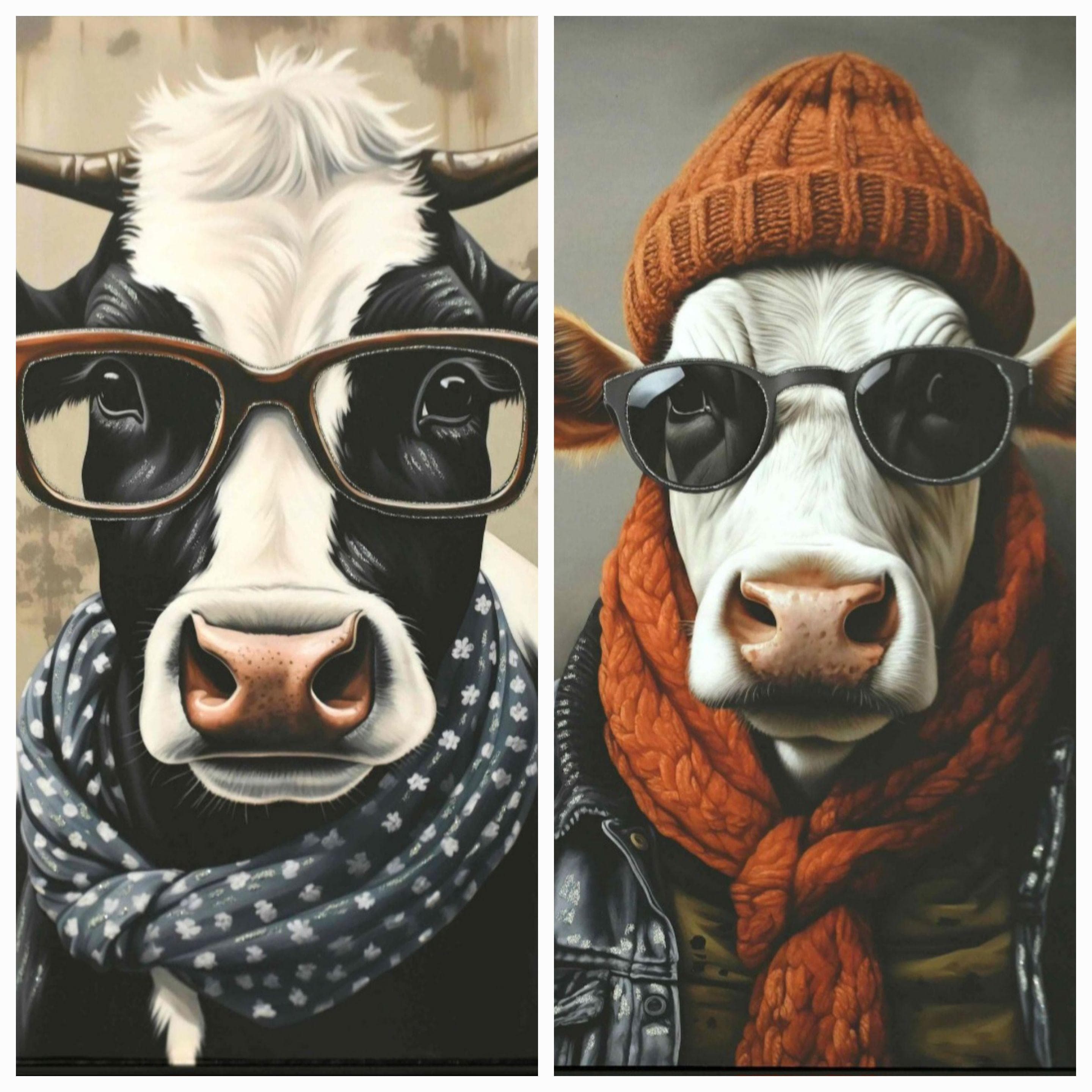 Bilder-Set COW MIT BRILLE Schwarz/Bunt 2-tlg. COR MULDER