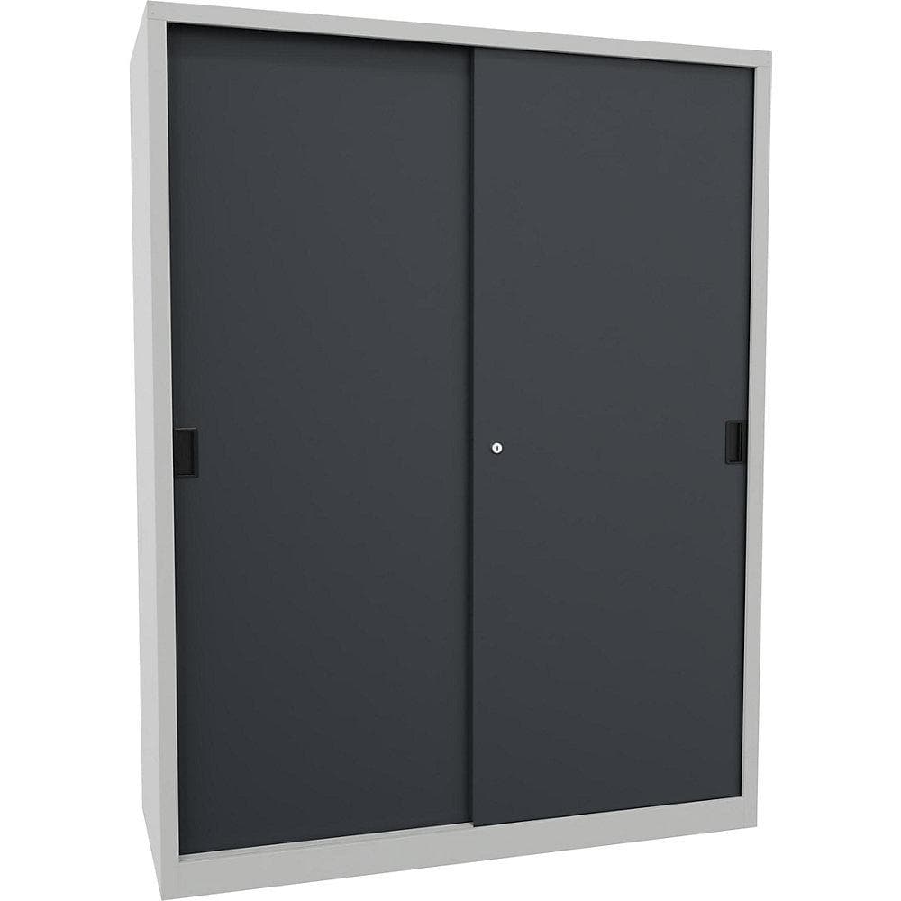 Pavoy Schiebetürenschrank 1950x1500x600 mm 8 Böden Verzinkt RAL 7035/7016
